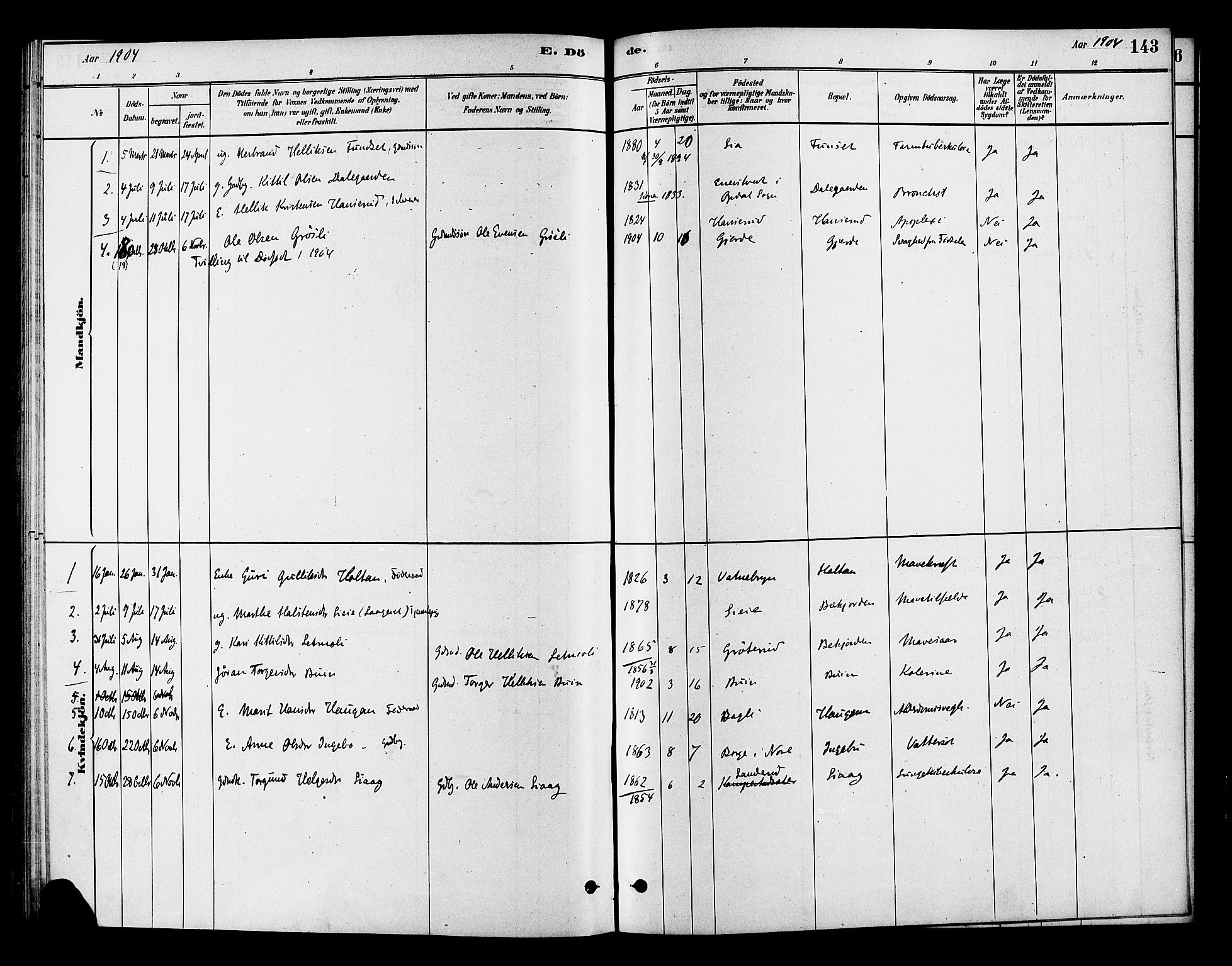 Flesberg kirkebøker, SAKO/A-18/F/Fc/L0001: Parish register (official) no. III 1, 1879-1905, p. 143