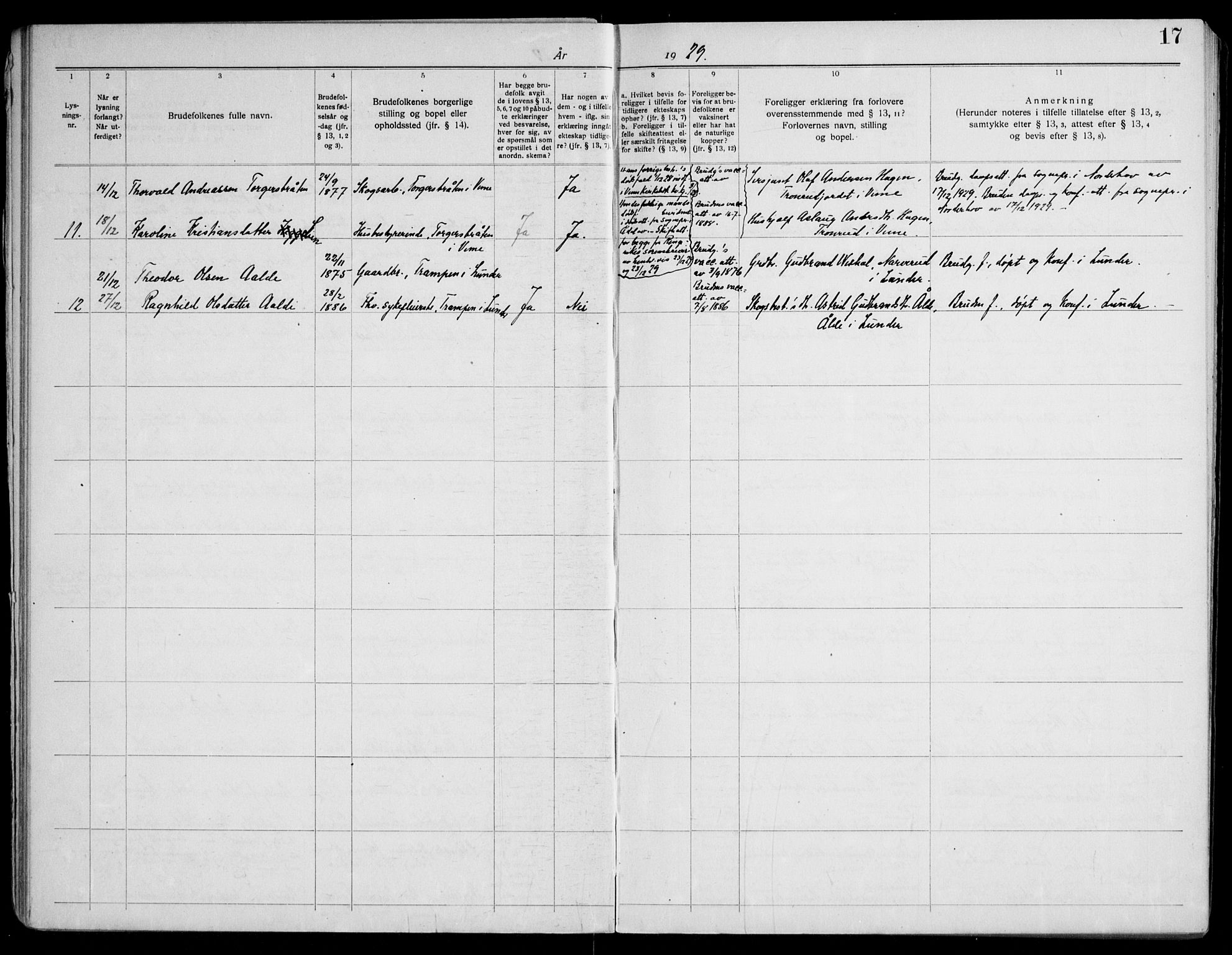 Lunder kirkebøker, AV/SAKO-A-629/H/Ha/L0002: Banns register no. 2, 1919-1969, p. 17