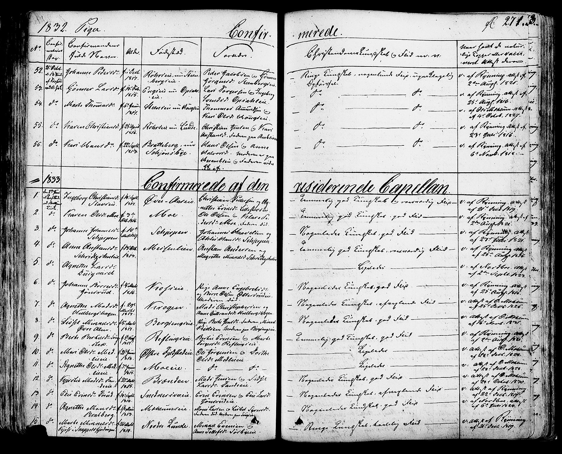 Ringsaker prestekontor, AV/SAH-PREST-014/K/Ka/L0007: Parish register (official) no. 7A, 1826-1837, p. 271