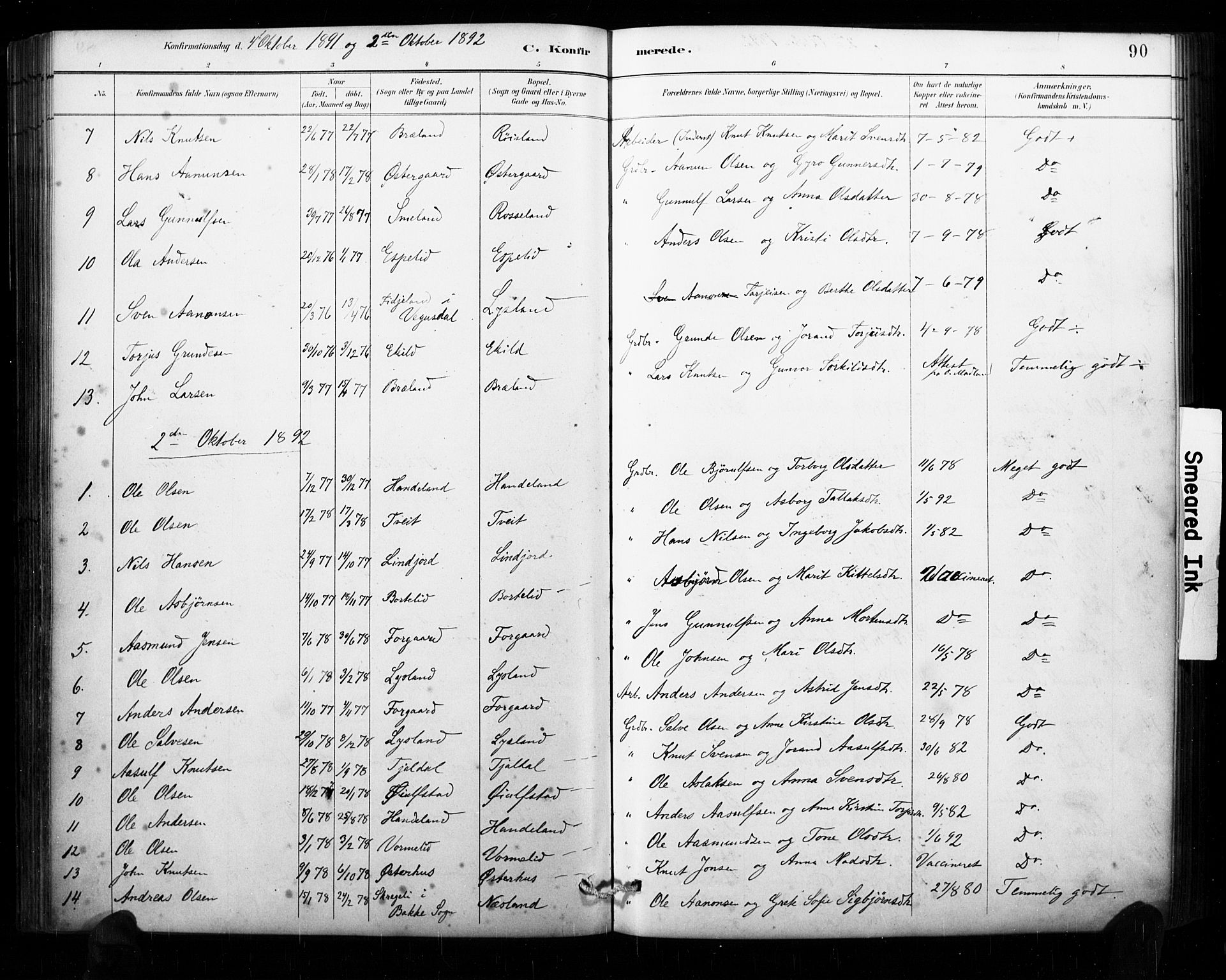 Åseral sokneprestkontor, AV/SAK-1111-0051/F/Fa/L0003: Parish register (official) no. A 3, 1884-1901, p. 90