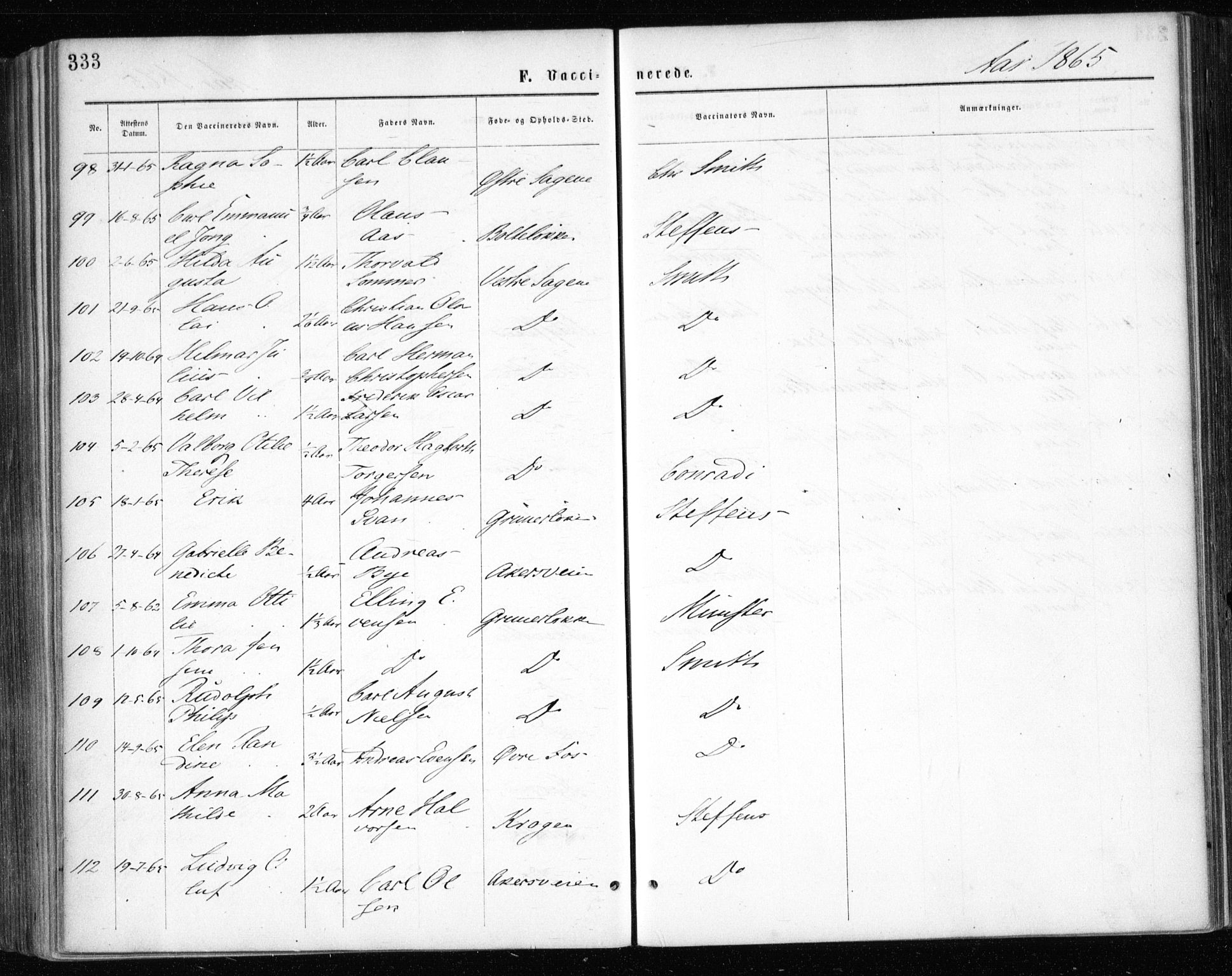 Gamle Aker prestekontor Kirkebøker, AV/SAO-A-10617a/F/L0003: Parish register (official) no. 3, 1865-1873, p. 333