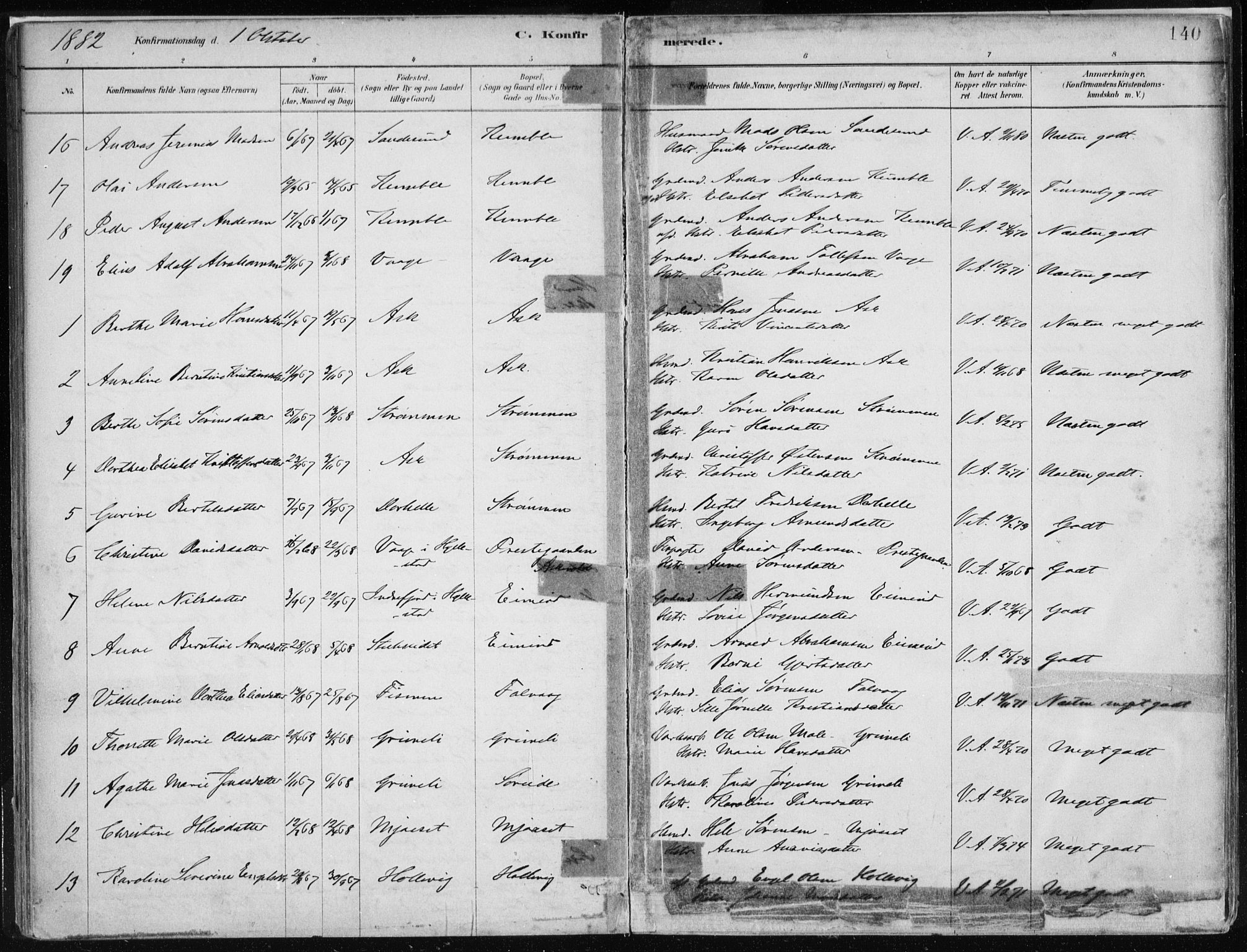 Askvoll sokneprestembete, AV/SAB-A-79501/H/Haa/Haab/L0002: Parish register (official) no. B 2, 1879-1909, p. 140