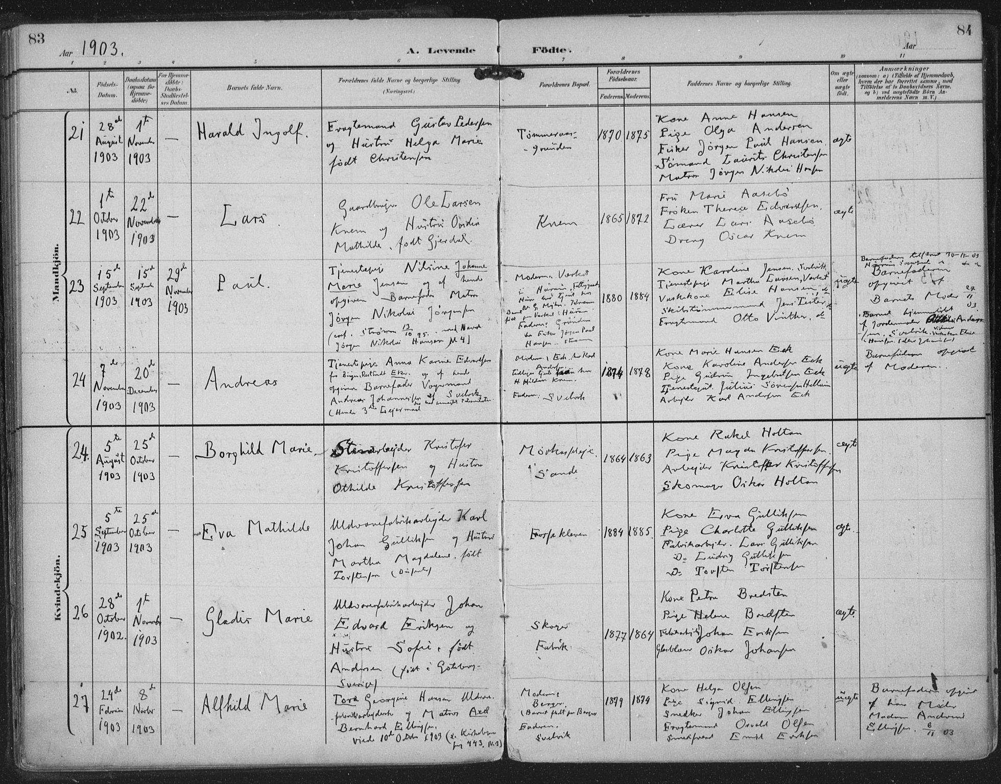 Strømm kirkebøker, SAKO/A-322/F/Fa/L0005: Parish register (official) no. I 5, 1898-1919, p. 83-84