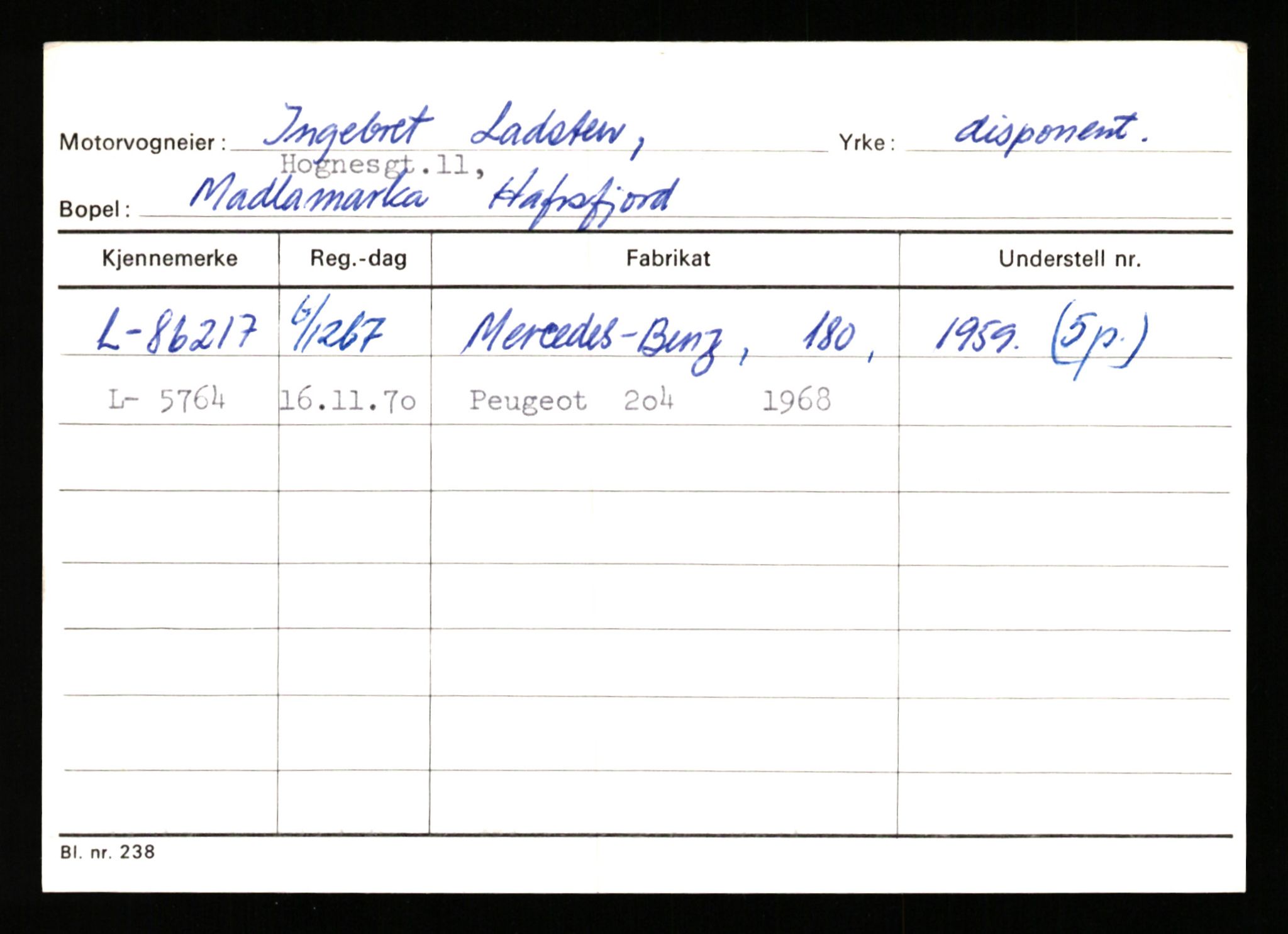 Stavanger trafikkstasjon, SAST/A-101942/0/H/L0021: Kristiania - Landsnes, 1930-1971, p. 2378