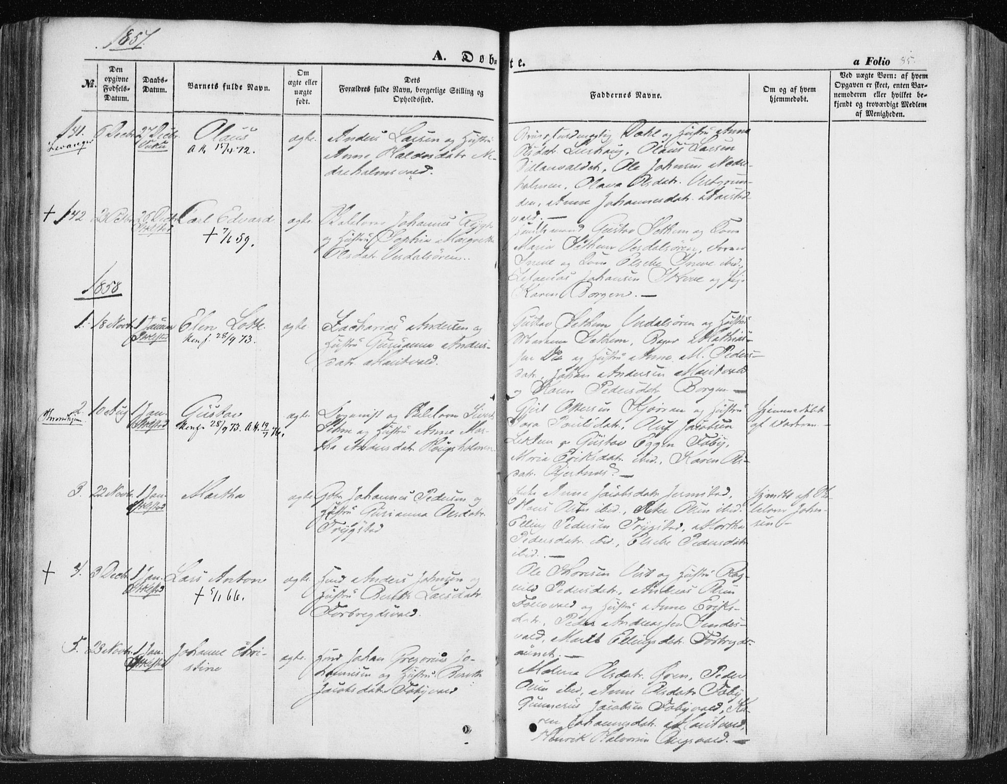 Ministerialprotokoller, klokkerbøker og fødselsregistre - Nord-Trøndelag, SAT/A-1458/723/L0240: Parish register (official) no. 723A09, 1852-1860, p. 85