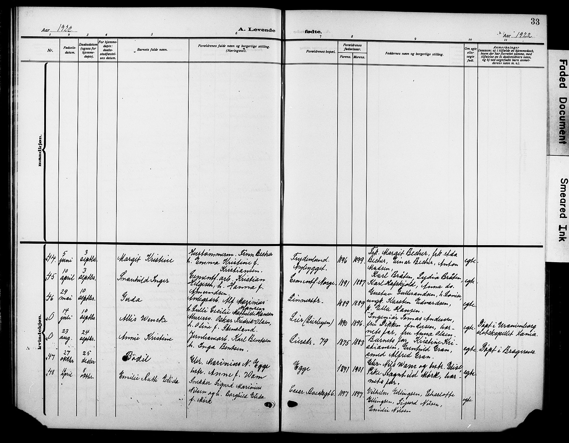 Lier kirkebøker, AV/SAKO-A-230/G/Gb/L0004: Parish register (copy) no. II 4, 1920-1932, p. 33