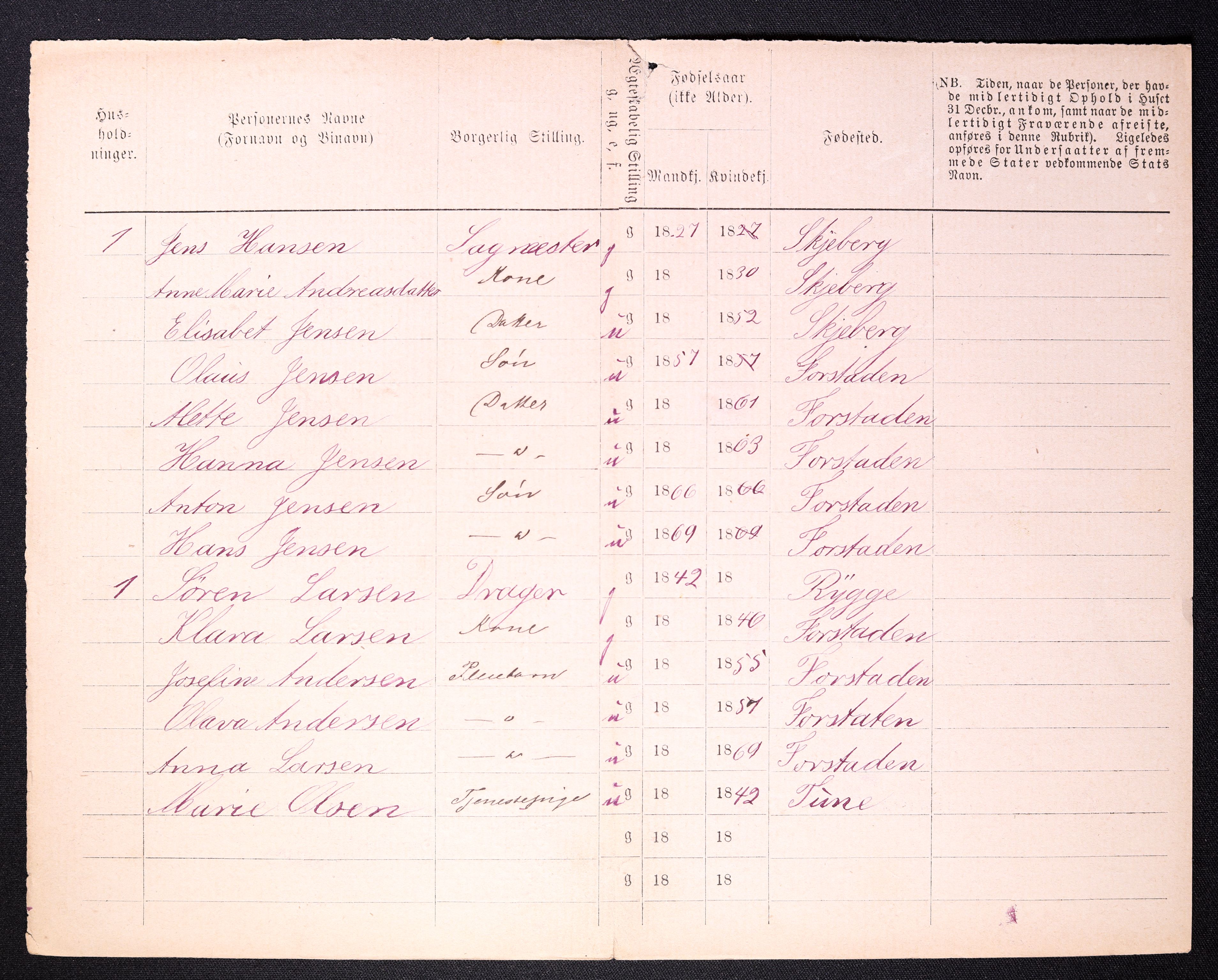 RA, 1870 census for 0103 Fredrikstad, 1870, p. 1100