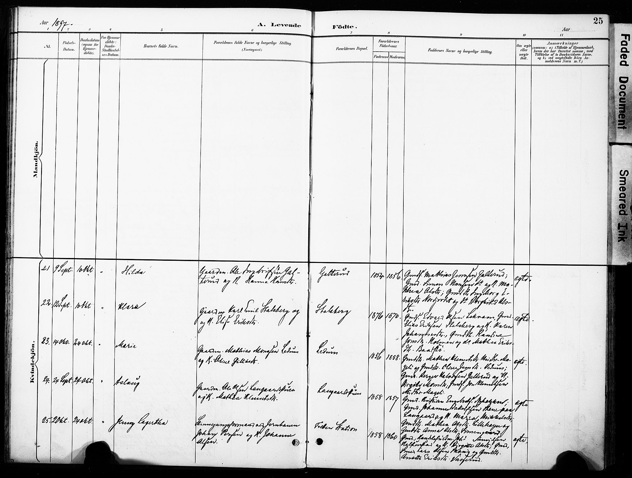 Øyer prestekontor, AV/SAH-PREST-084/H/Ha/Haa/L0011: Parish register (official) no. 11, 1894-1905, p. 25