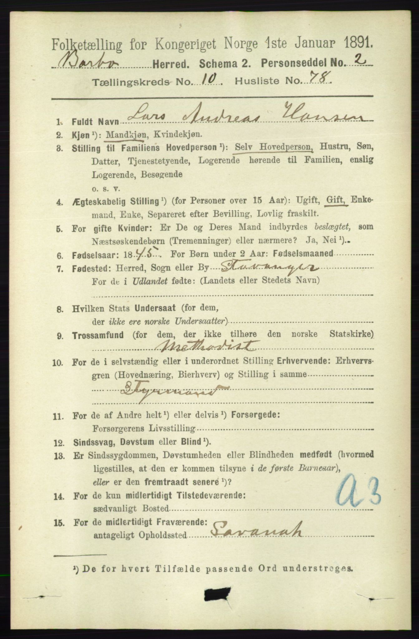 RA, 1891 census for 0990 Barbu, 1891, p. 8267