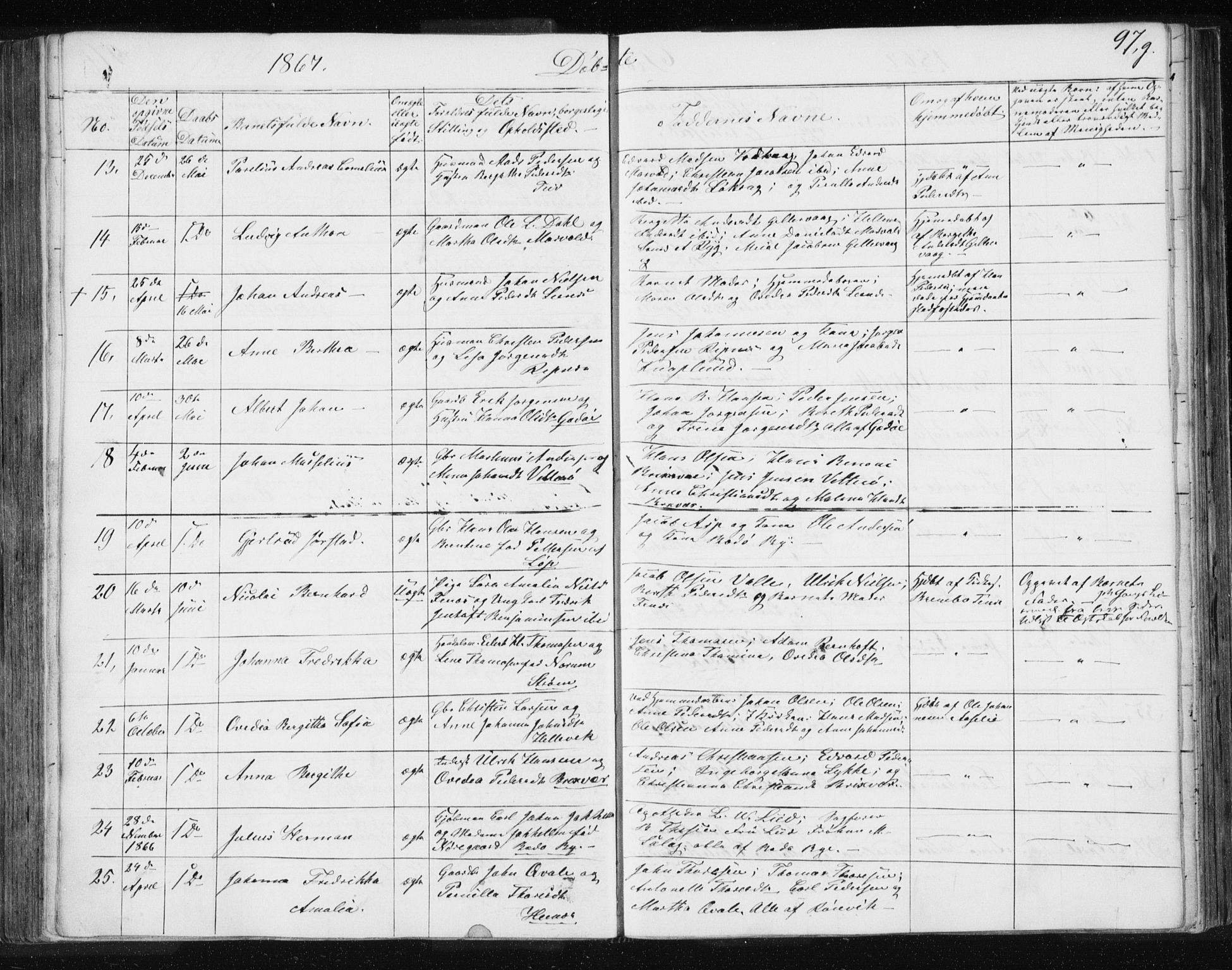 Ministerialprotokoller, klokkerbøker og fødselsregistre - Nordland, AV/SAT-A-1459/801/L0028: Parish register (copy) no. 801C03, 1855-1867, p. 97g