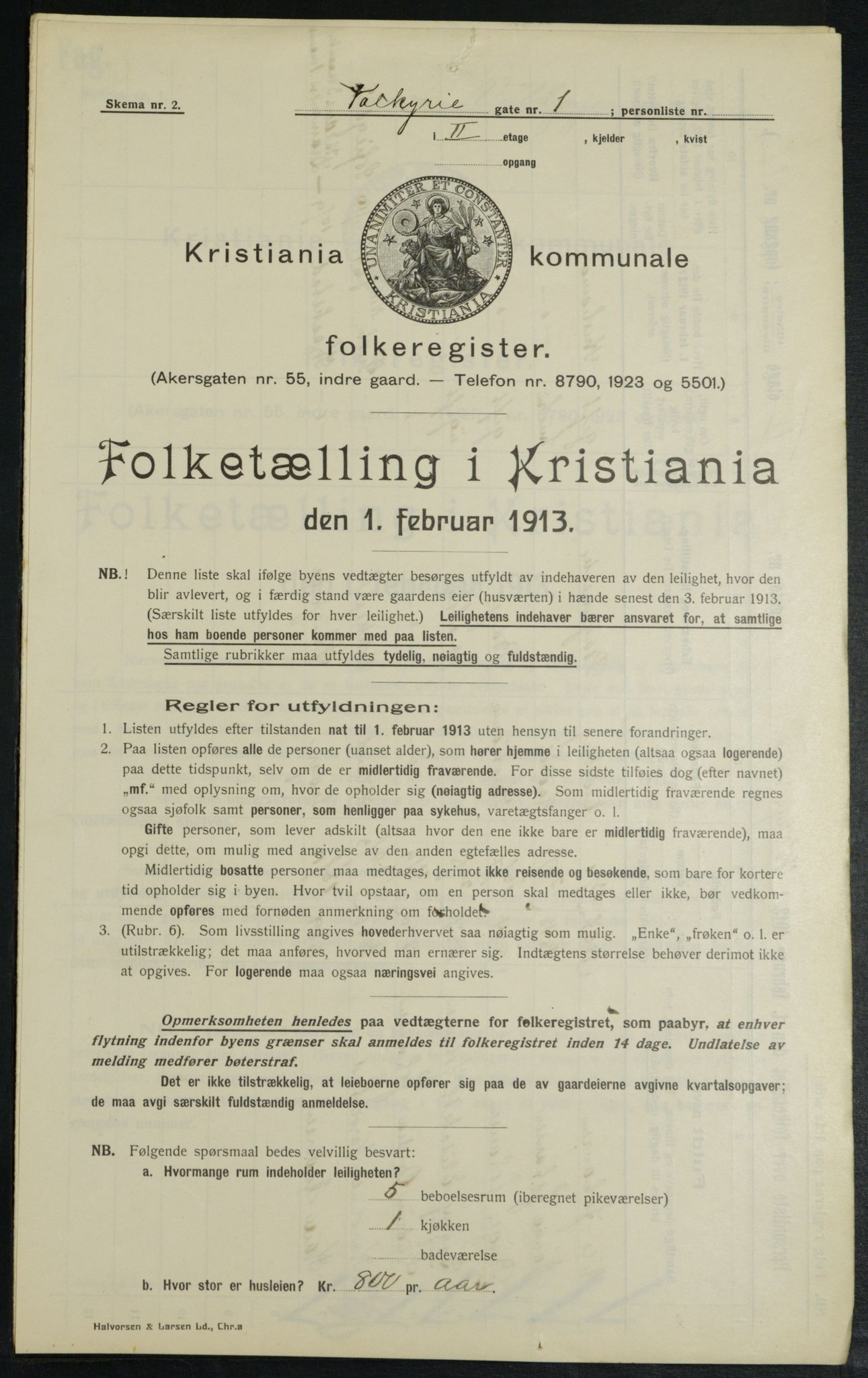 OBA, Municipal Census 1913 for Kristiania, 1913, p. 121515