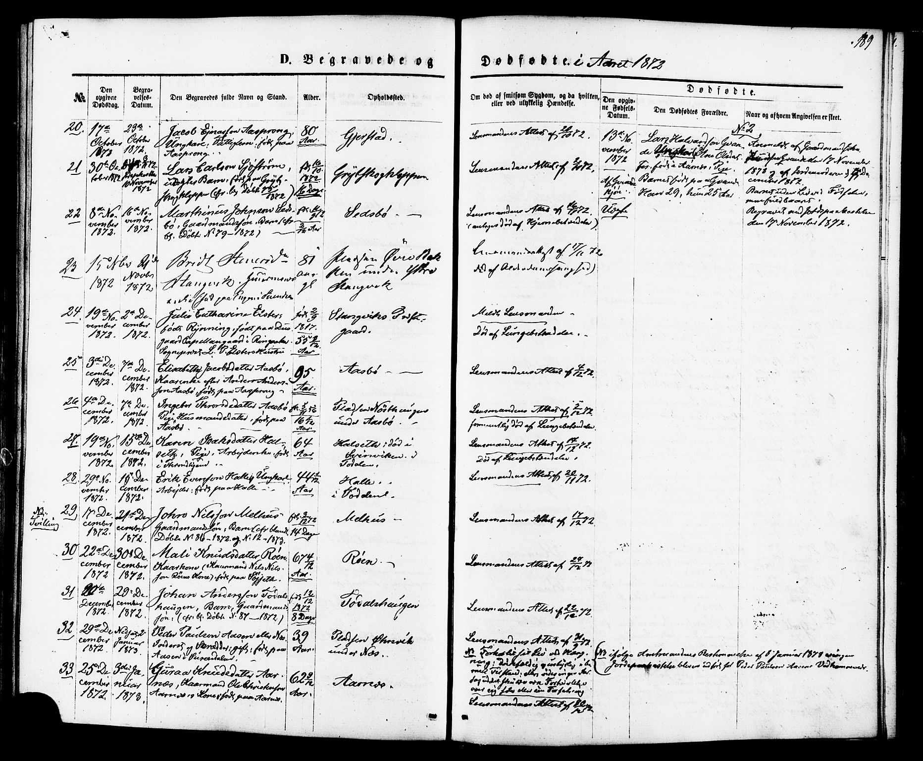 Ministerialprotokoller, klokkerbøker og fødselsregistre - Møre og Romsdal, AV/SAT-A-1454/592/L1027: Parish register (official) no. 592A05, 1865-1878, p. 189