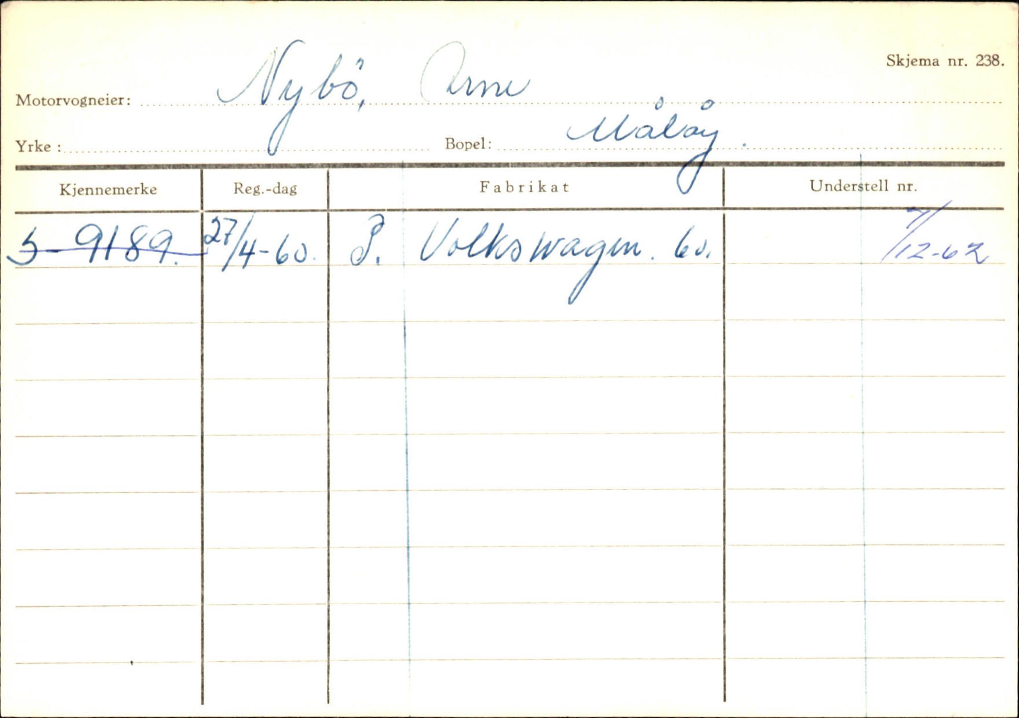 Statens vegvesen, Sogn og Fjordane vegkontor, AV/SAB-A-5301/4/F/L0144: Registerkort Vågsøy A-R, 1945-1975, p. 2110