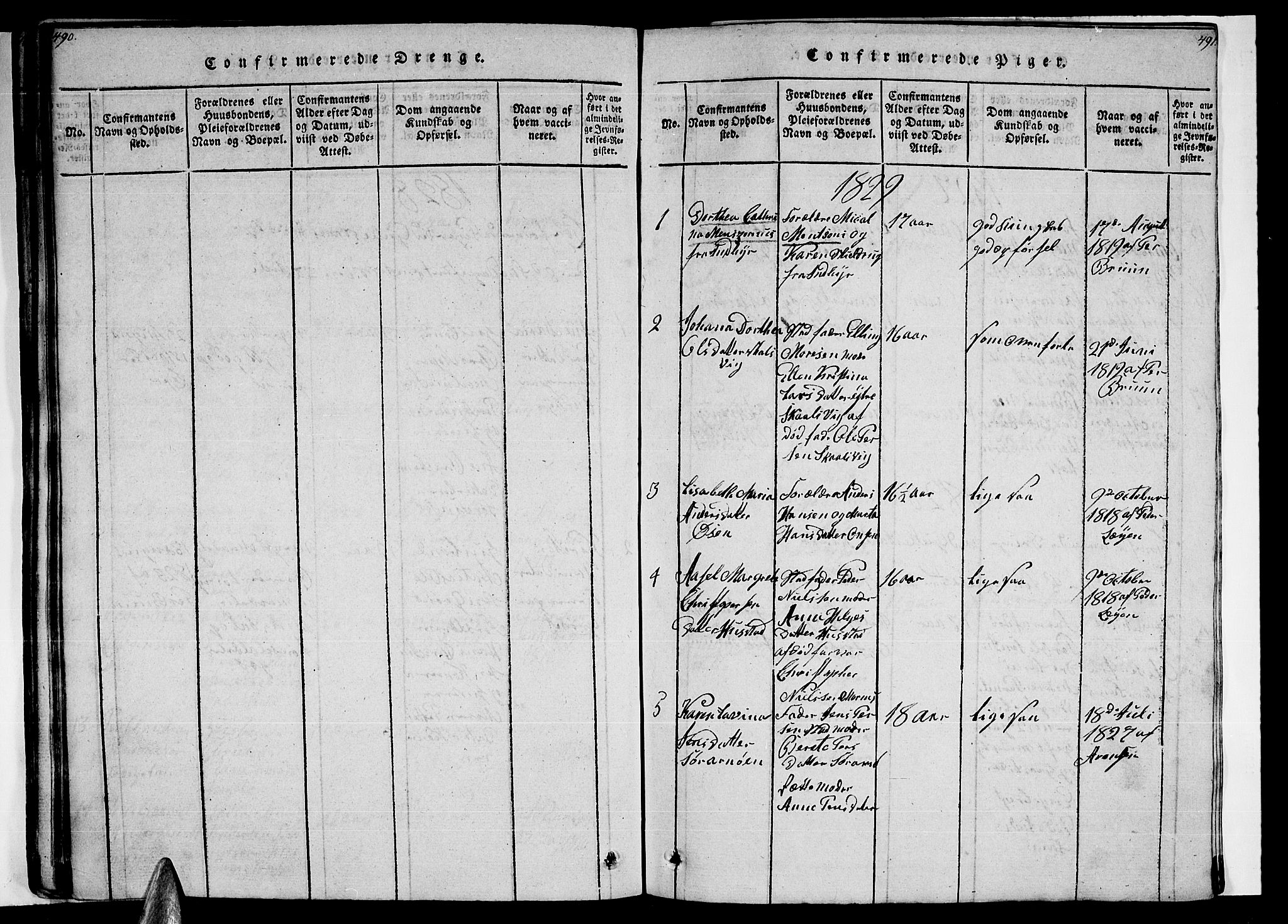 Ministerialprotokoller, klokkerbøker og fødselsregistre - Nordland, AV/SAT-A-1459/805/L0105: Parish register (copy) no. 805C01, 1820-1839, p. 490-491