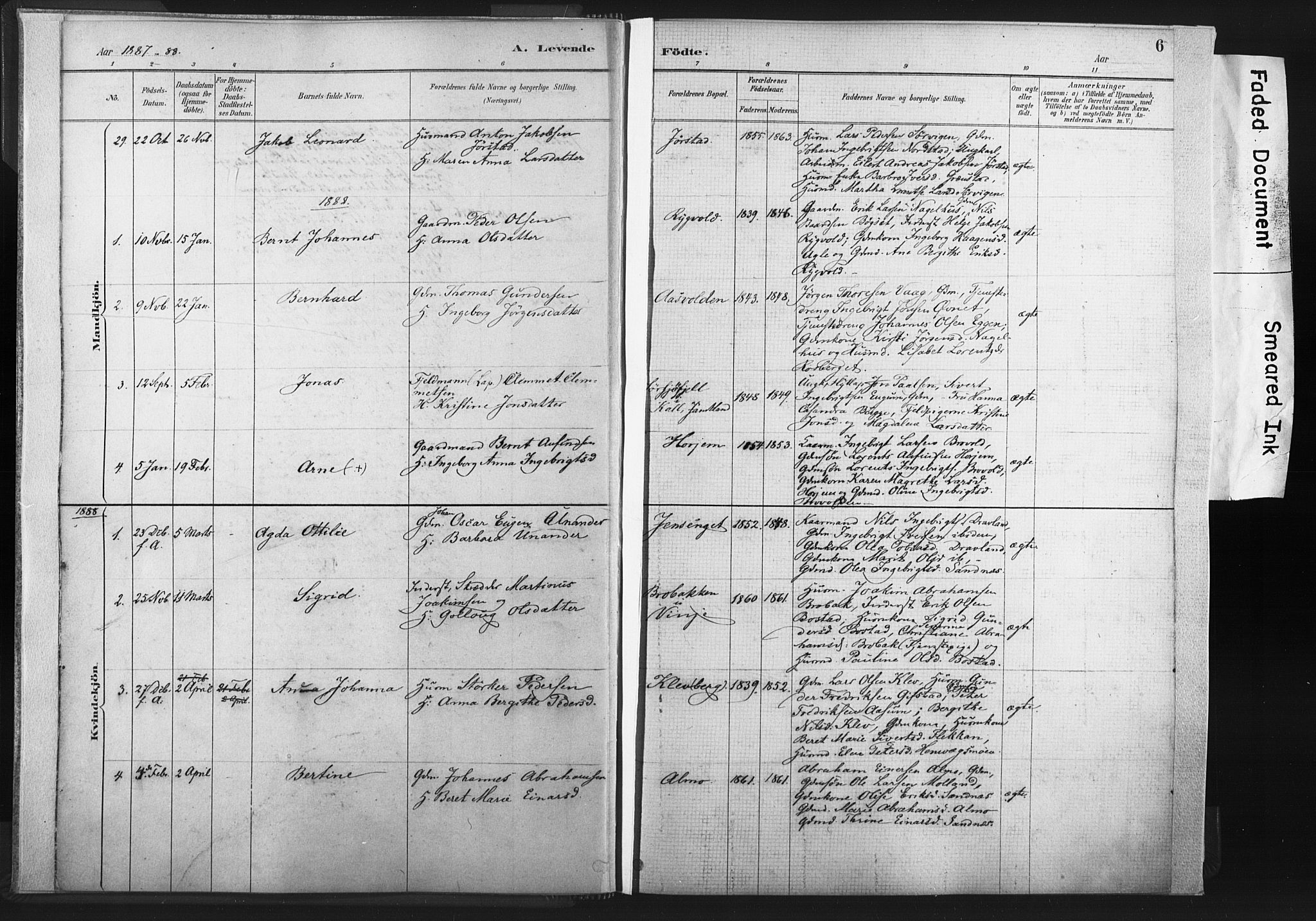 Ministerialprotokoller, klokkerbøker og fødselsregistre - Nord-Trøndelag, AV/SAT-A-1458/749/L0474: Parish register (official) no. 749A08, 1887-1903, p. 6