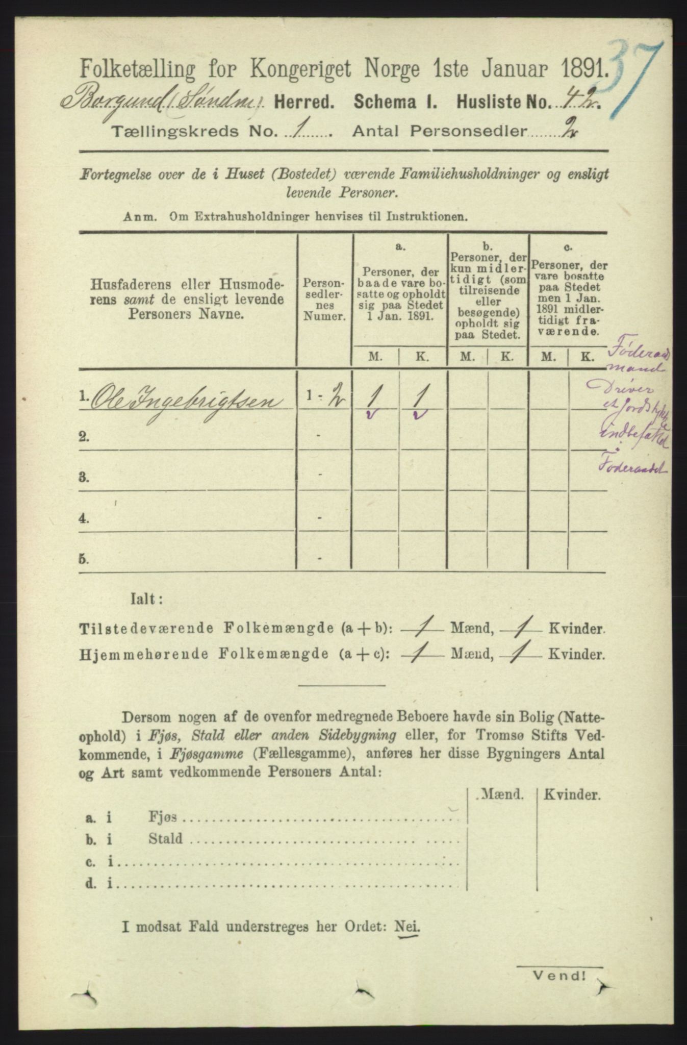 RA, 1891 census for 1531 Borgund, 1891, p. 102