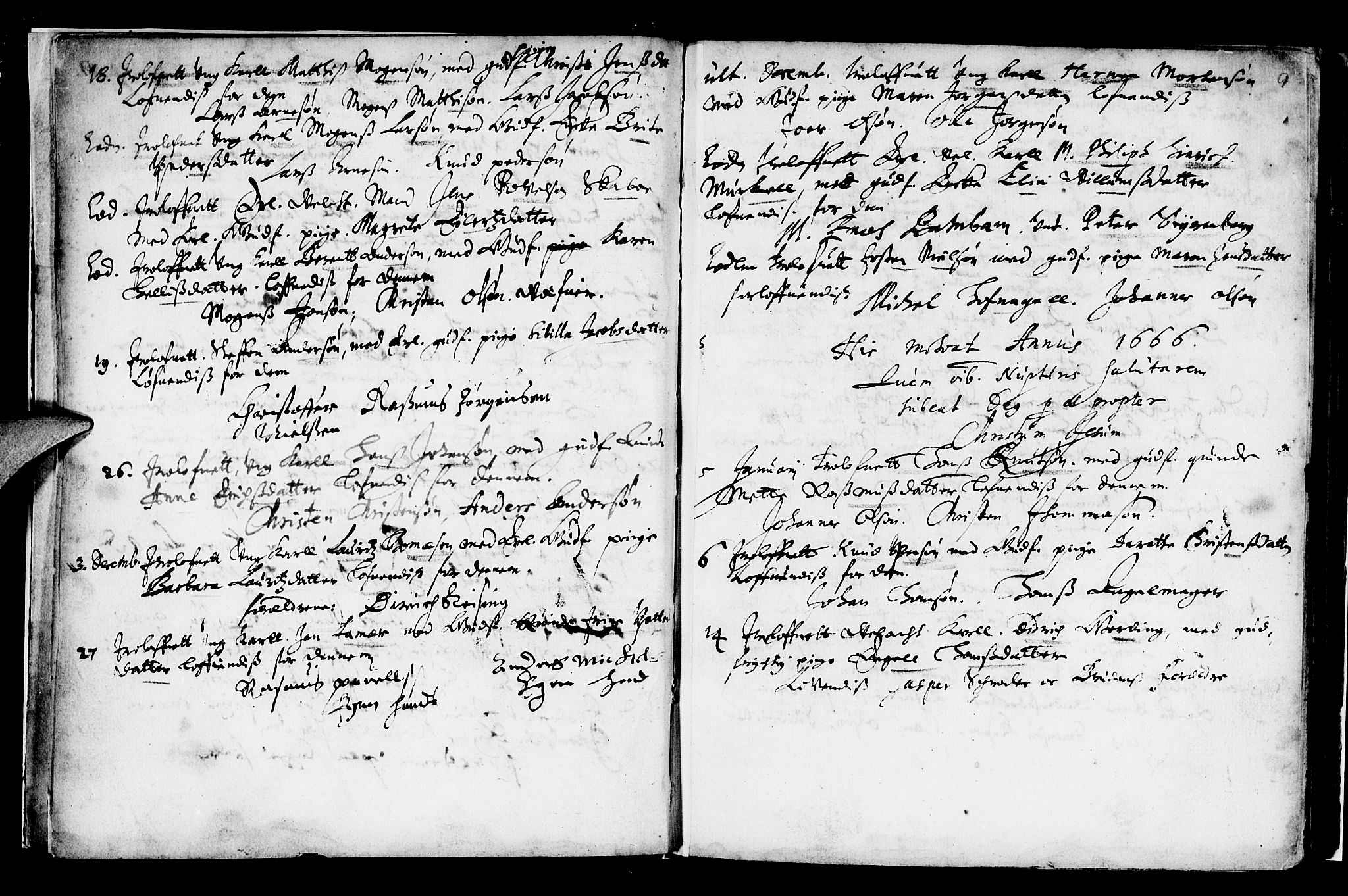 Domkirken sokneprestembete, SAB/A-74801/H/Haa/L0006: Parish register (official) no. A 6, 1663-1683, p. 9