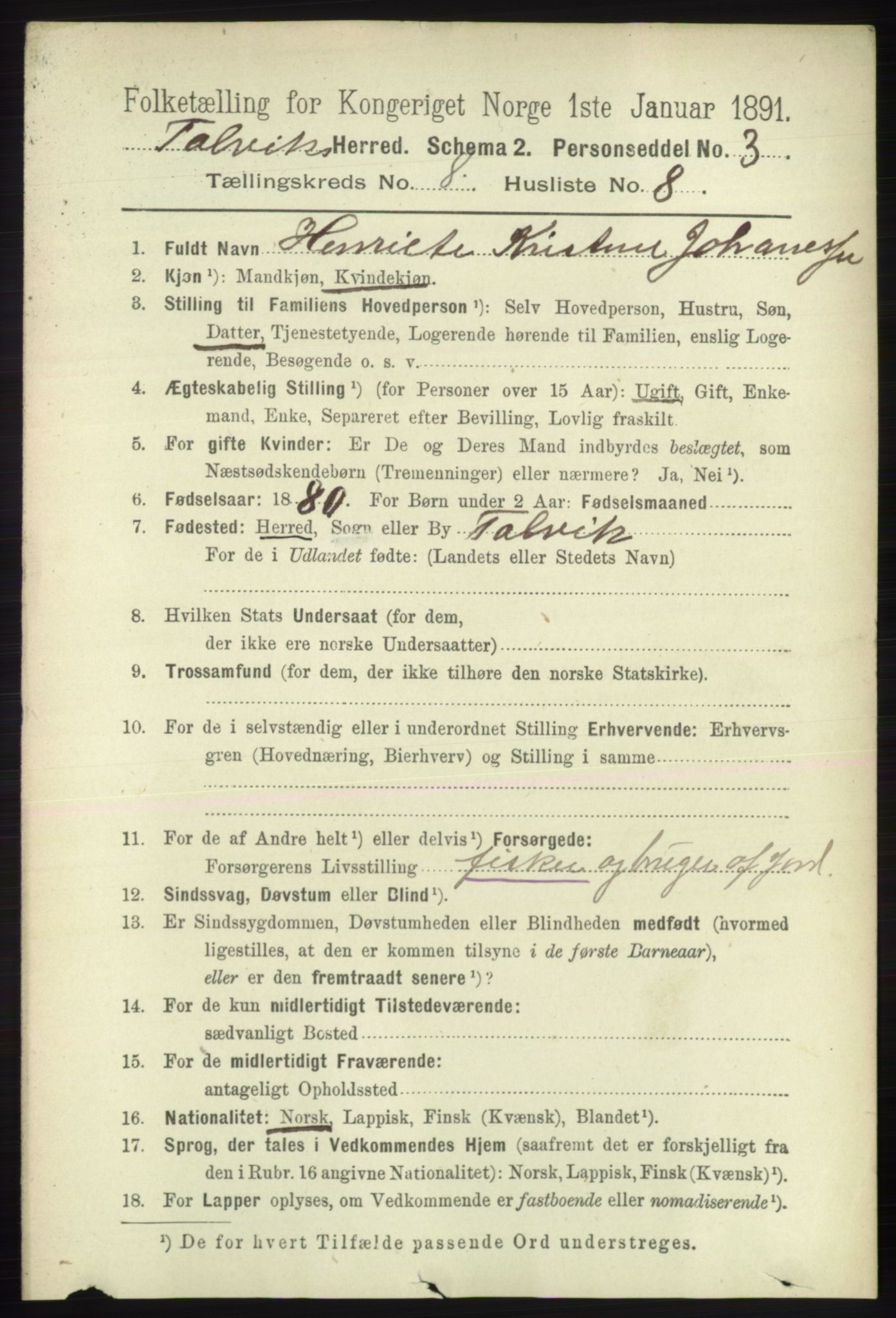 RA, 1891 census for 2013 Talvik, 1891, p. 2089