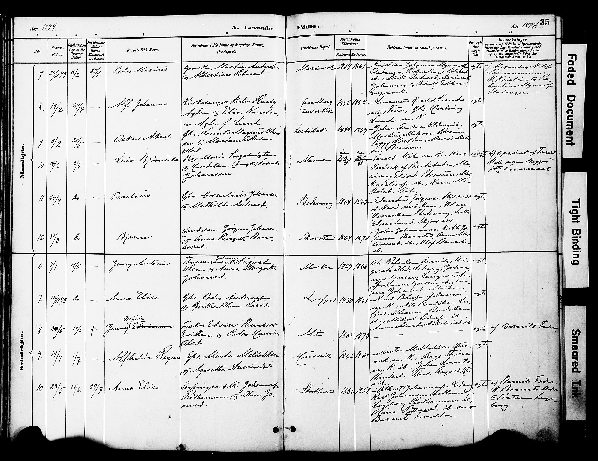 Ministerialprotokoller, klokkerbøker og fødselsregistre - Nord-Trøndelag, SAT/A-1458/774/L0628: Parish register (official) no. 774A02, 1887-1903, p. 35