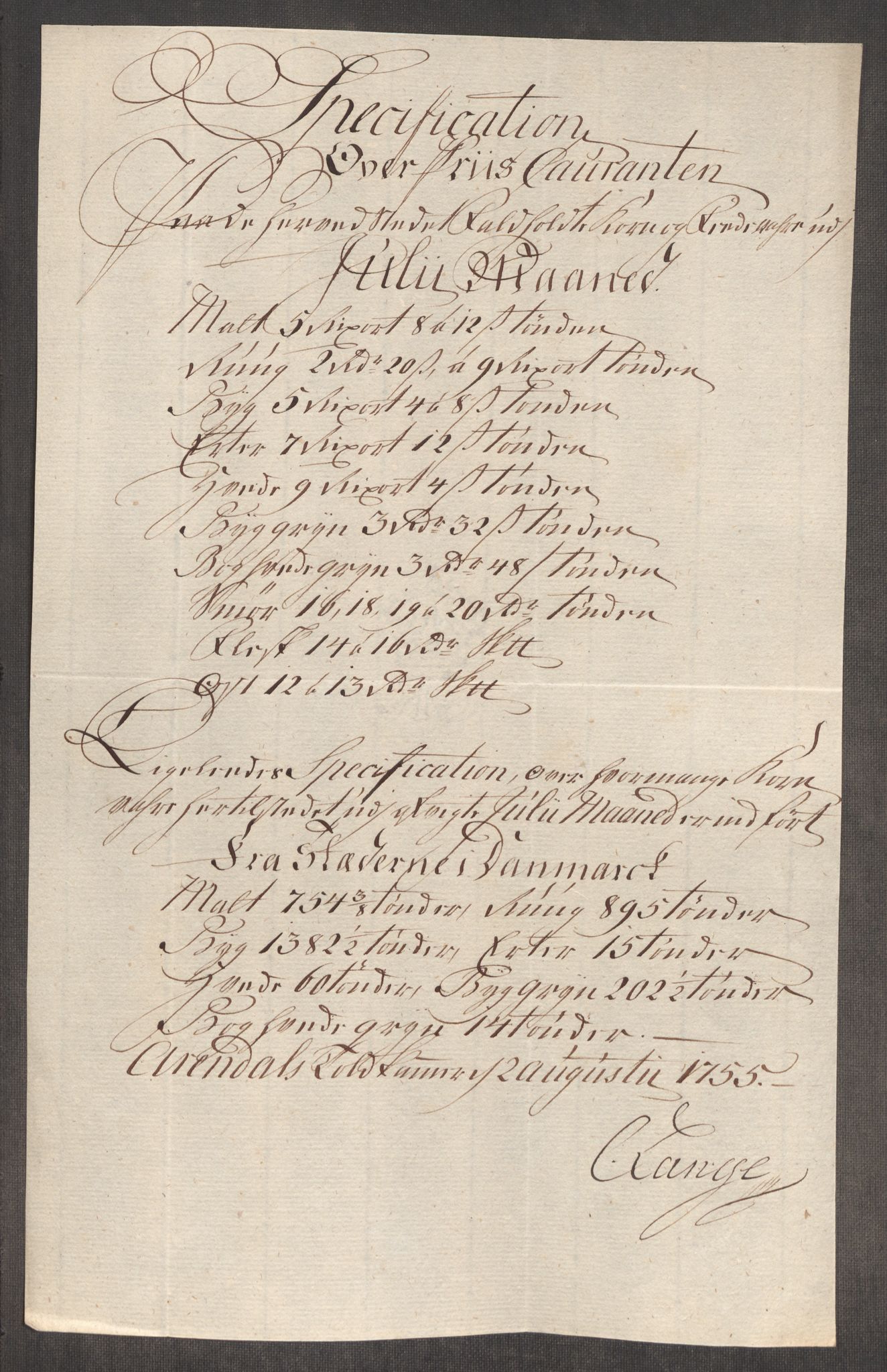 Rentekammeret inntil 1814, Realistisk ordnet avdeling, AV/RA-EA-4070/Oe/L0005: [Ø1]: Priskuranter, 1753-1757, p. 550