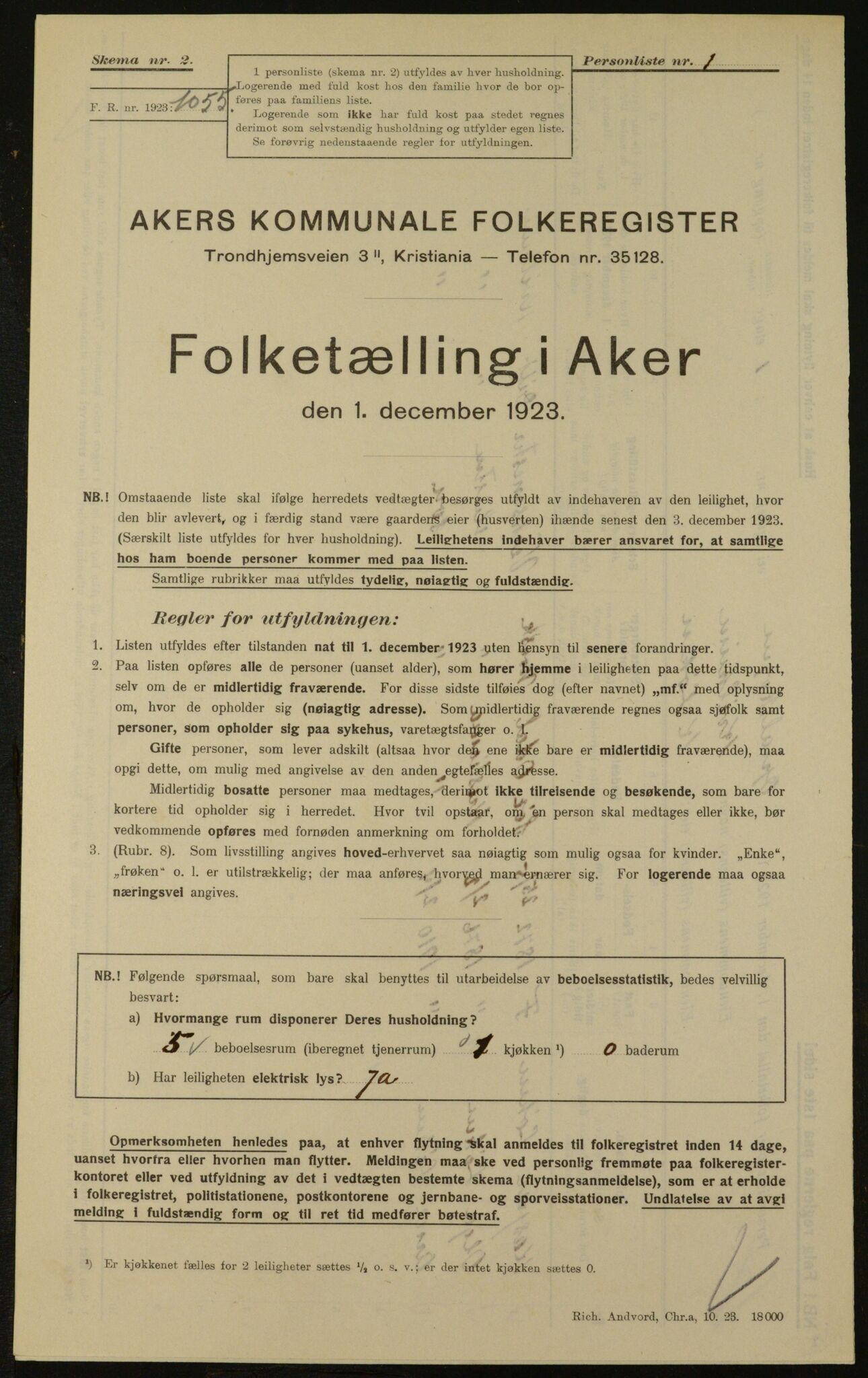 , Municipal Census 1923 for Aker, 1923, p. 29245