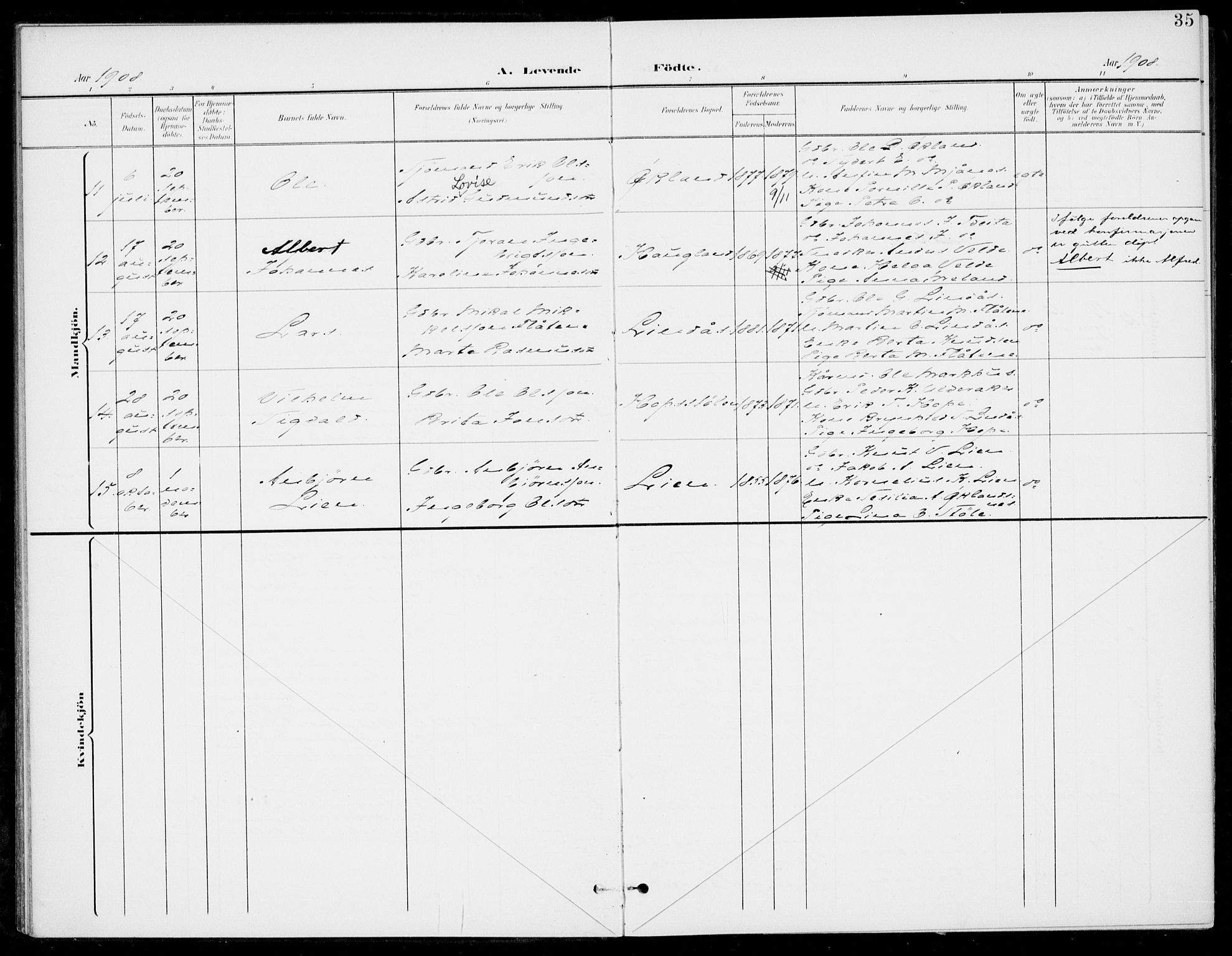 Sveio Sokneprestembete, AV/SAB-A-78501/H/Haa: Parish register (official) no. C 3, 1899-1916, p. 35