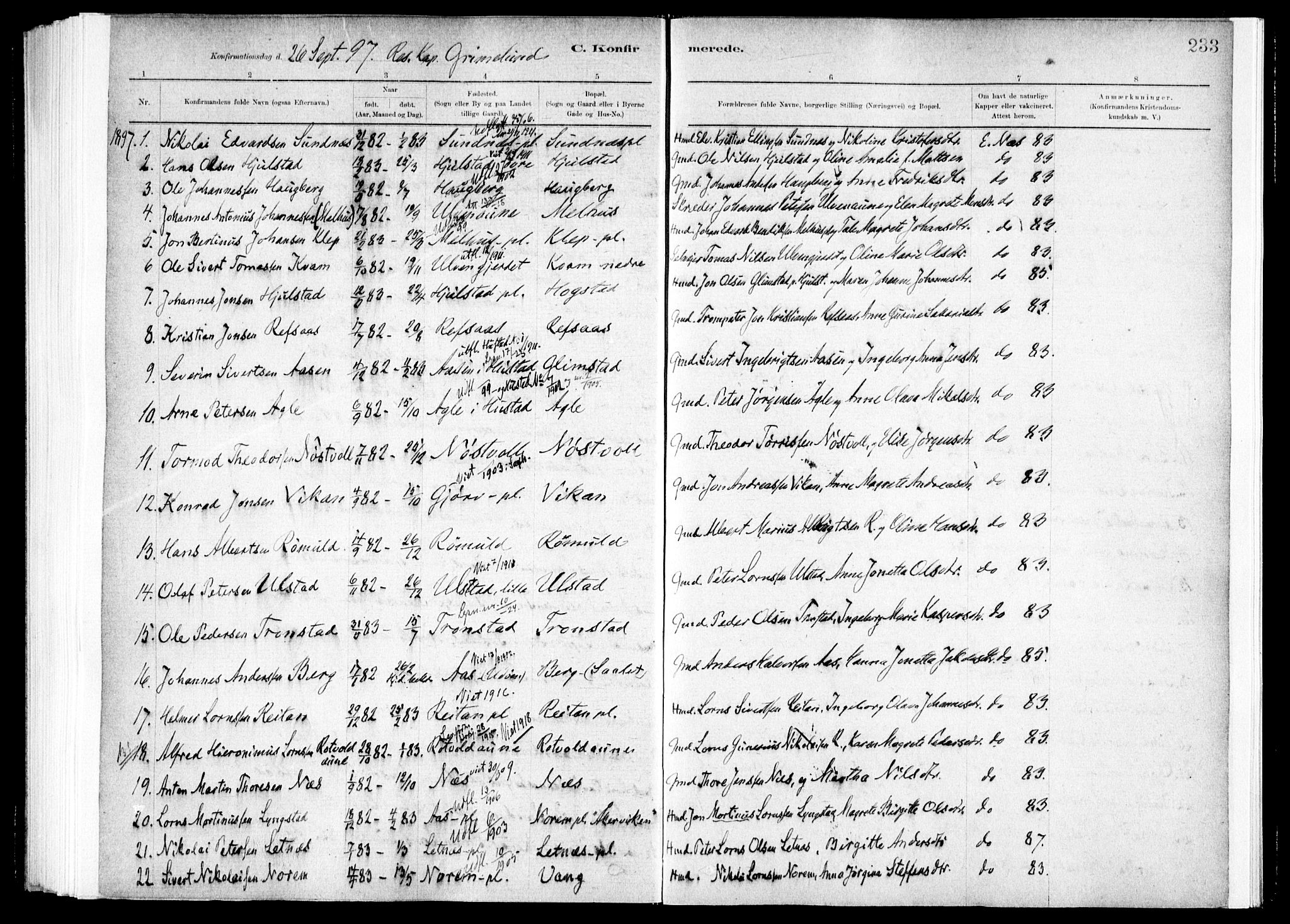 Ministerialprotokoller, klokkerbøker og fødselsregistre - Nord-Trøndelag, SAT/A-1458/730/L0285: Parish register (official) no. 730A10, 1879-1914, p. 233