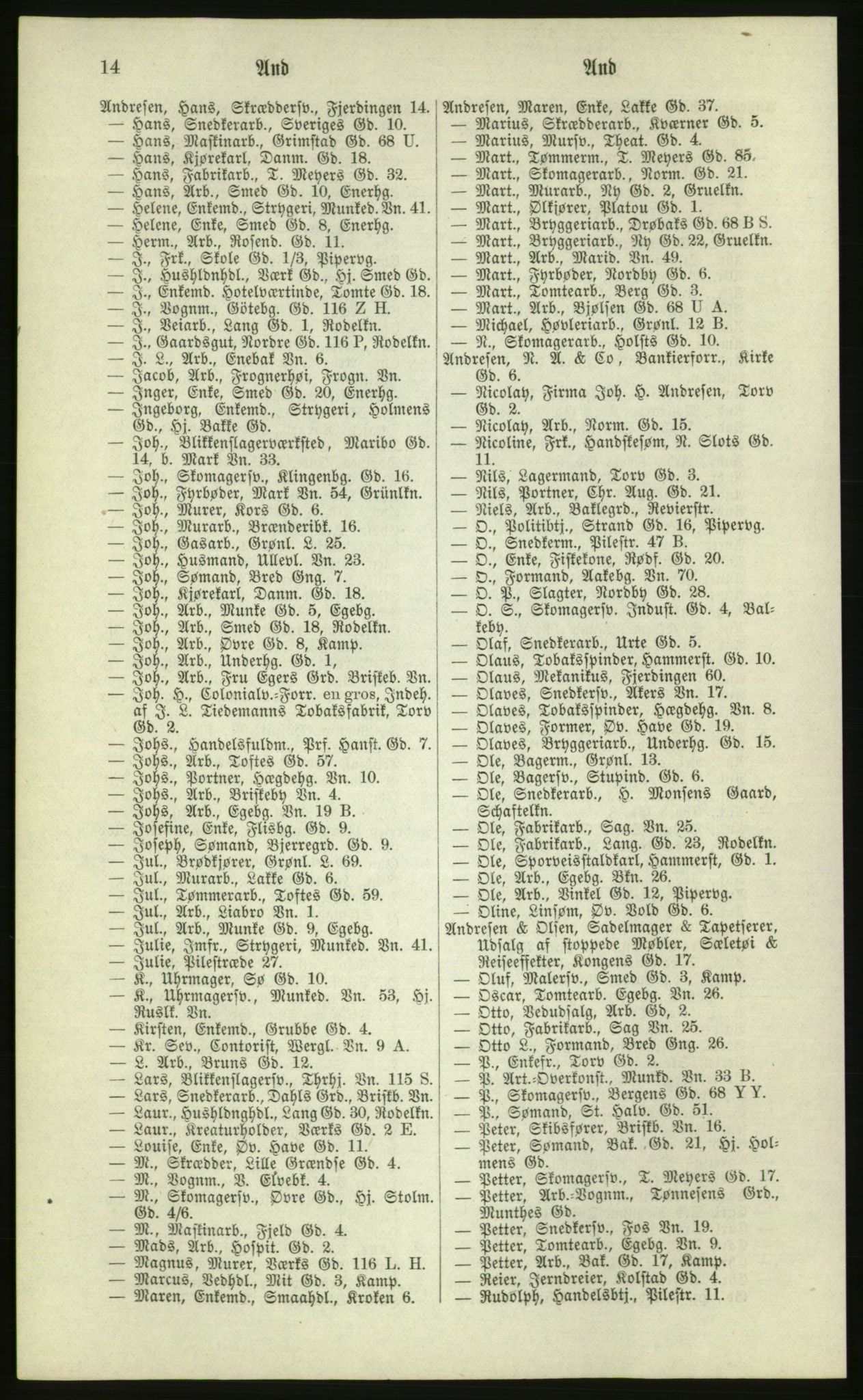 Kristiania/Oslo adressebok, PUBL/-, 1881, p. 14