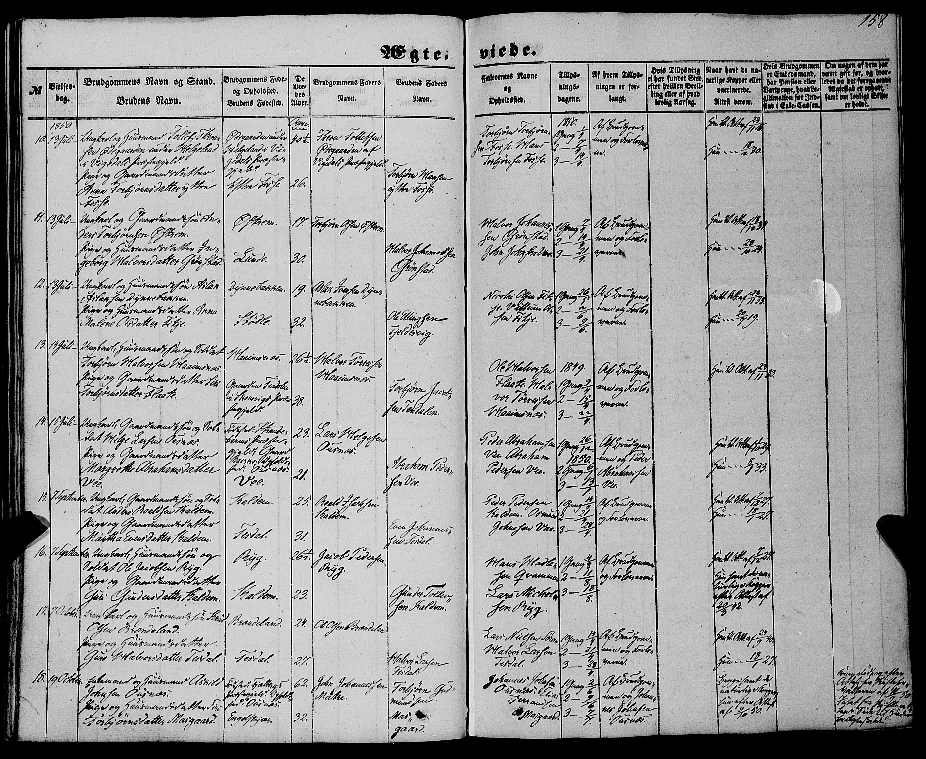 Etne sokneprestembete, SAB/A-75001/H/Haa: Parish register (official) no. A 8, 1848-1862, p. 158