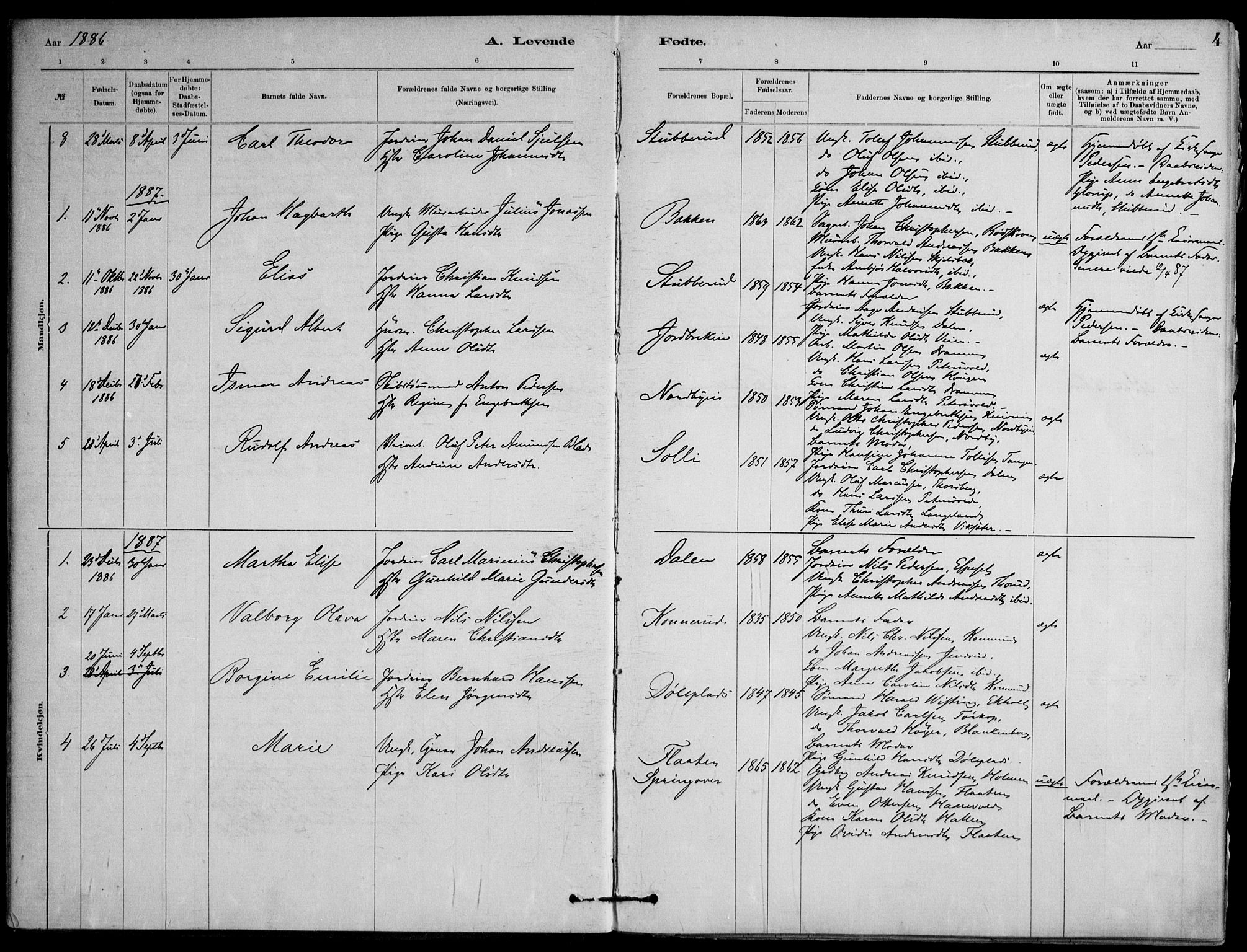 Skoger kirkebøker, AV/SAKO-A-59/F/Fb/L0001: Parish register (official) no. II 1, 1885-1913, p. 4