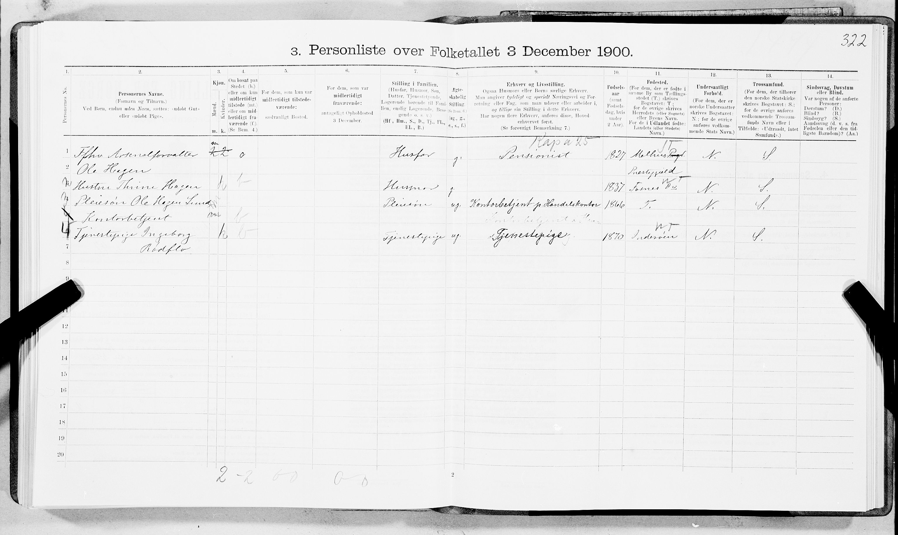 SAT, 1900 census for Trondheim, 1900, p. 1378