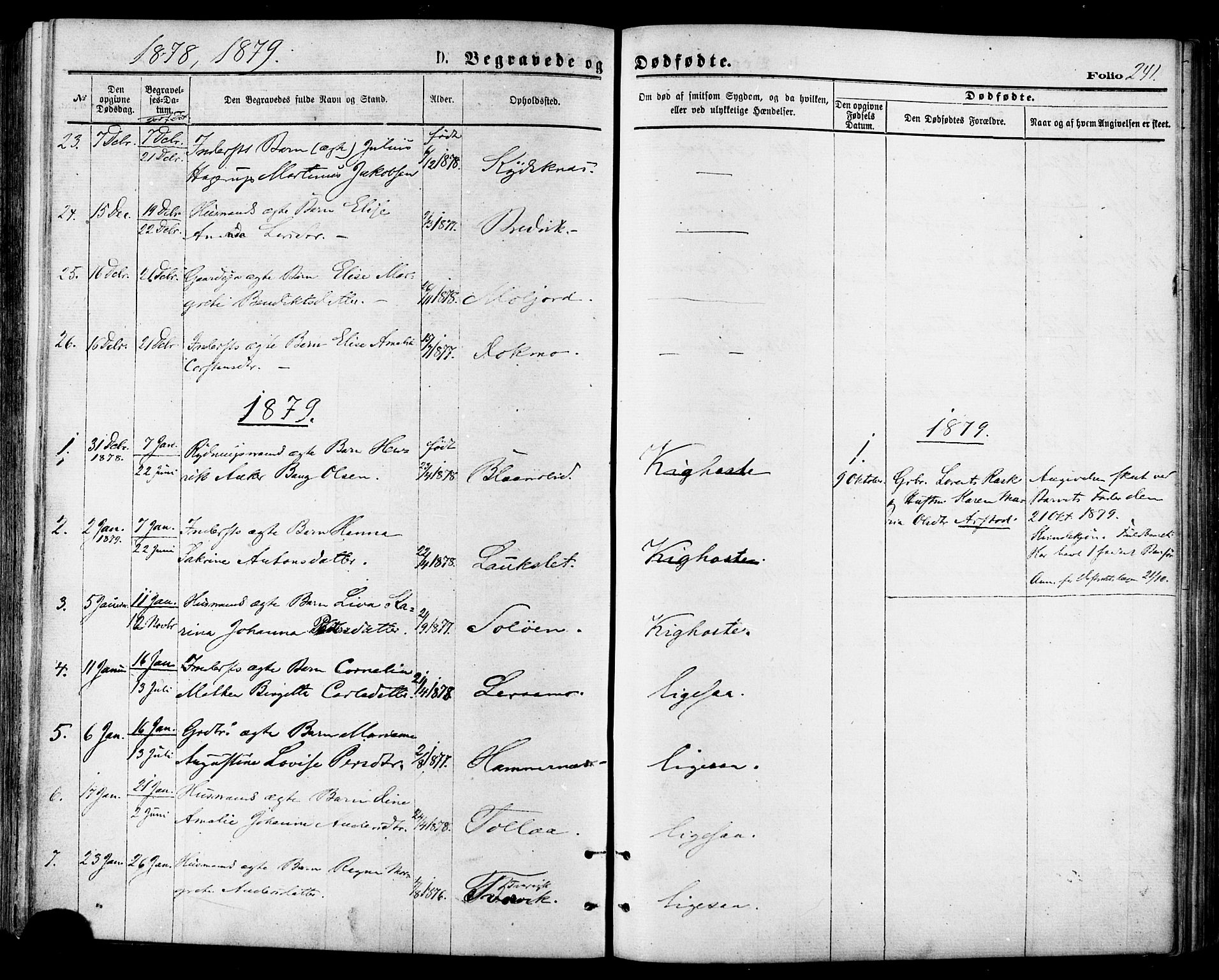 Ministerialprotokoller, klokkerbøker og fødselsregistre - Nordland, SAT/A-1459/846/L0645: Parish register (official) no. 846A03, 1872-1886, p. 241