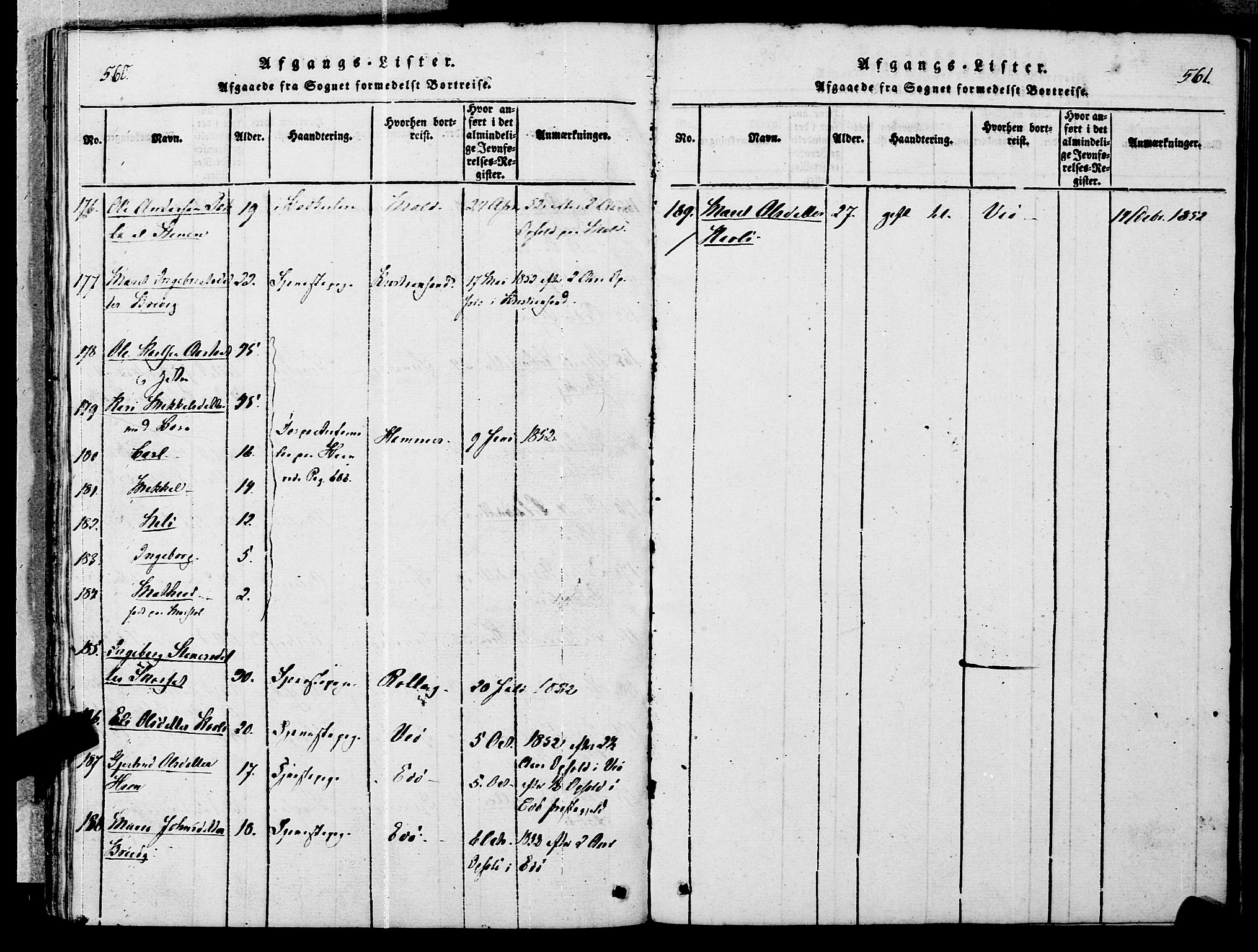 Ministerialprotokoller, klokkerbøker og fødselsregistre - Møre og Romsdal, SAT/A-1454/545/L0585: Parish register (official) no. 545A01, 1818-1853, p. 560-561