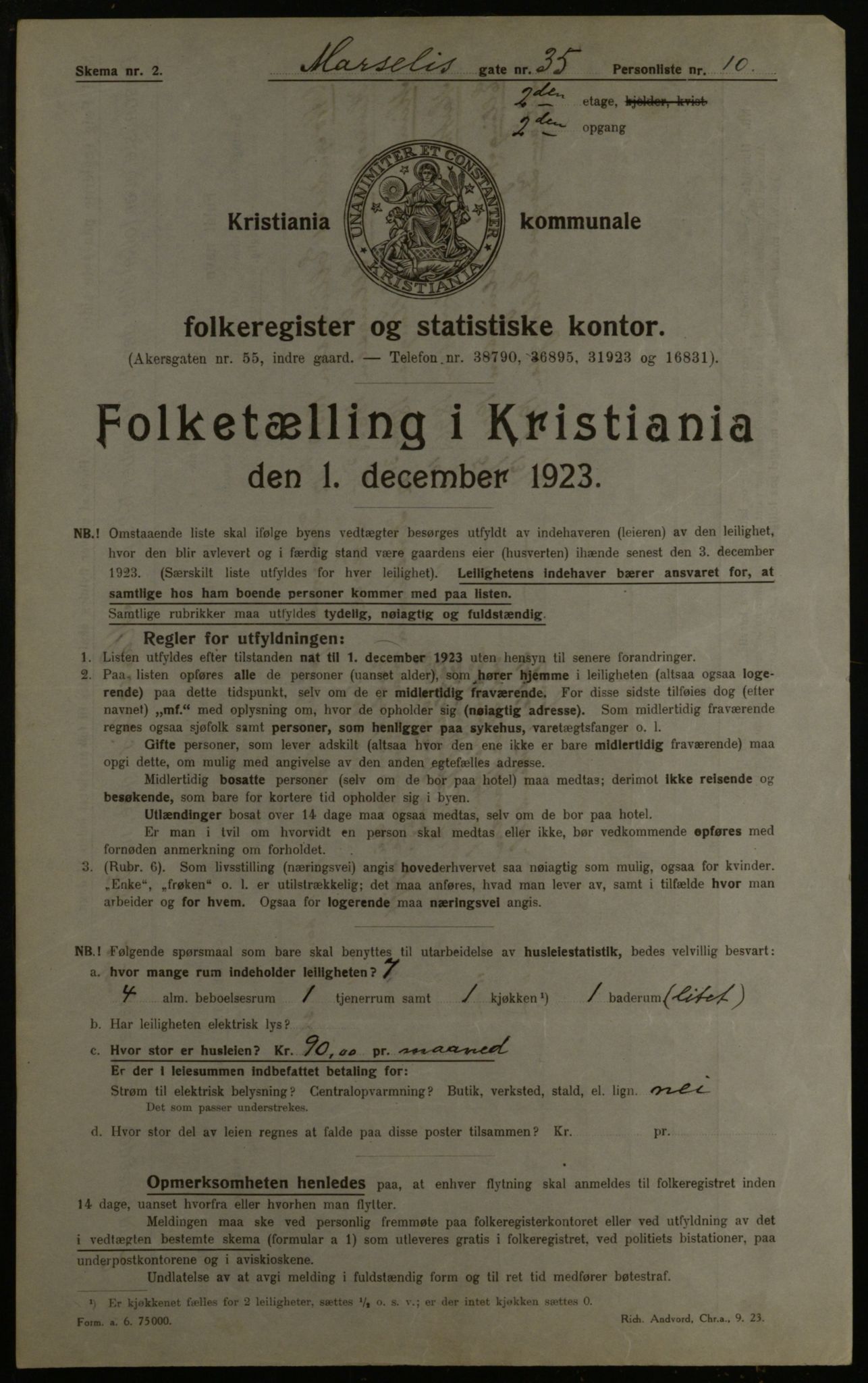 OBA, Municipal Census 1923 for Kristiania, 1923, p. 71573