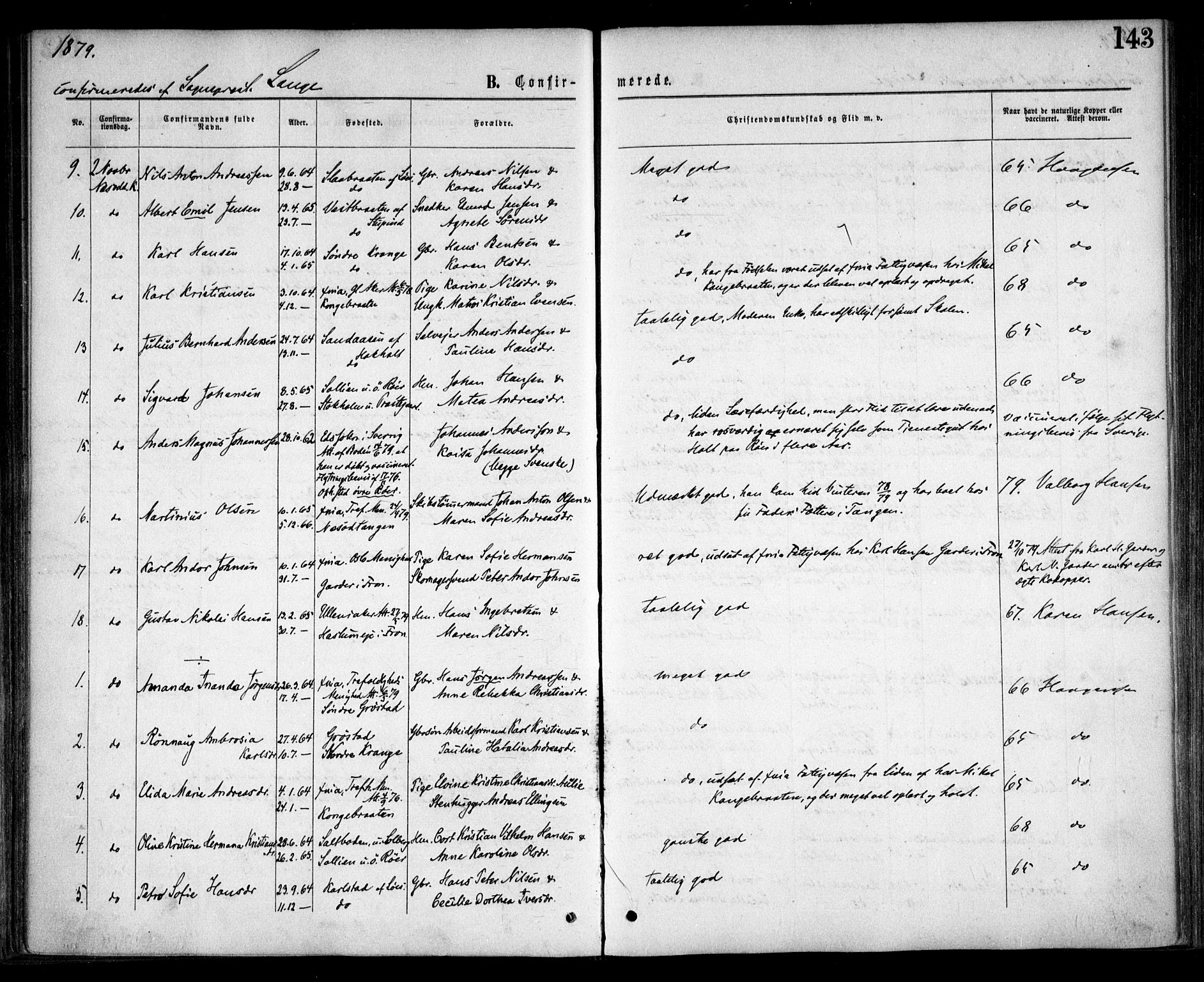 Nesodden prestekontor Kirkebøker, AV/SAO-A-10013/F/Fa/L0008: Parish register (official) no. I 8, 1869-1879, p. 143