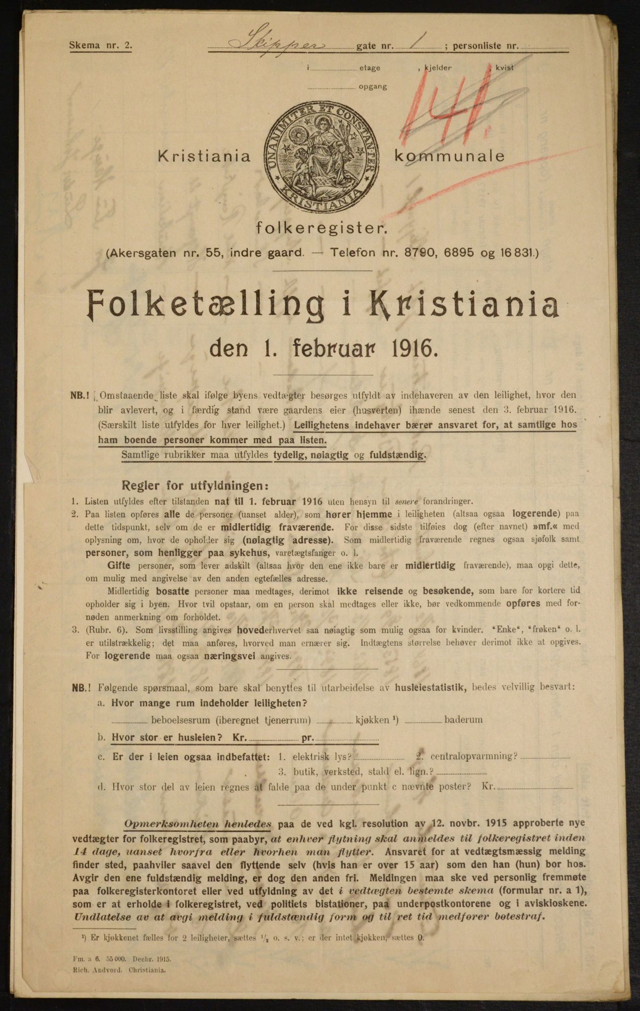 OBA, Municipal Census 1916 for Kristiania, 1916, p. 97905