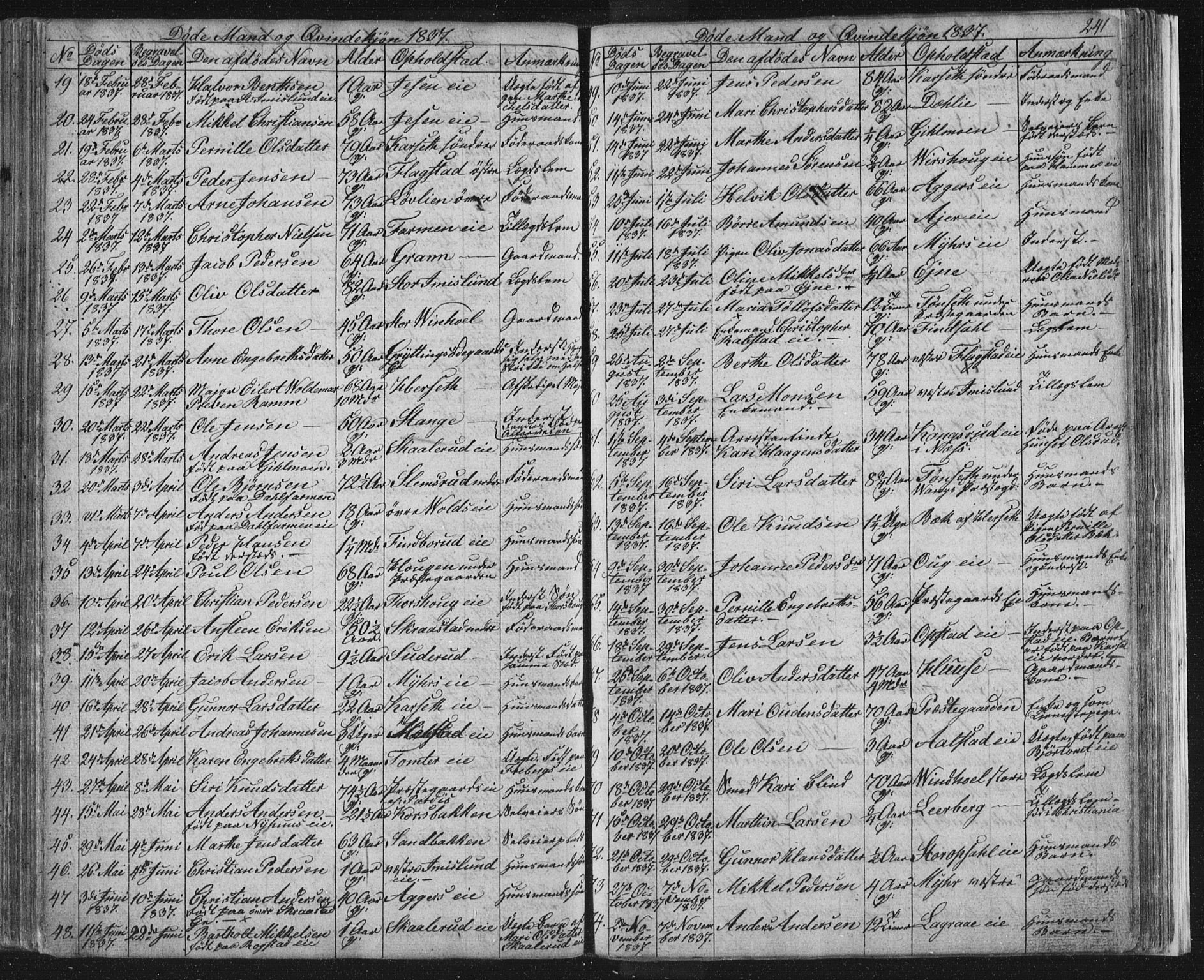 Vang prestekontor, Hedmark, SAH/PREST-008/H/Ha/Hab/L0008: Parish register (copy) no. 8, 1832-1854, p. 241