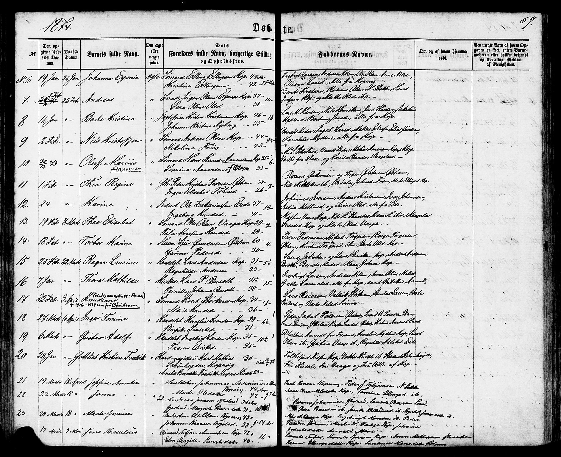 Avaldsnes sokneprestkontor, SAST/A -101851/H/Ha/Haa/L0011: Parish register (official) no. A 11, 1861-1880, p. 69