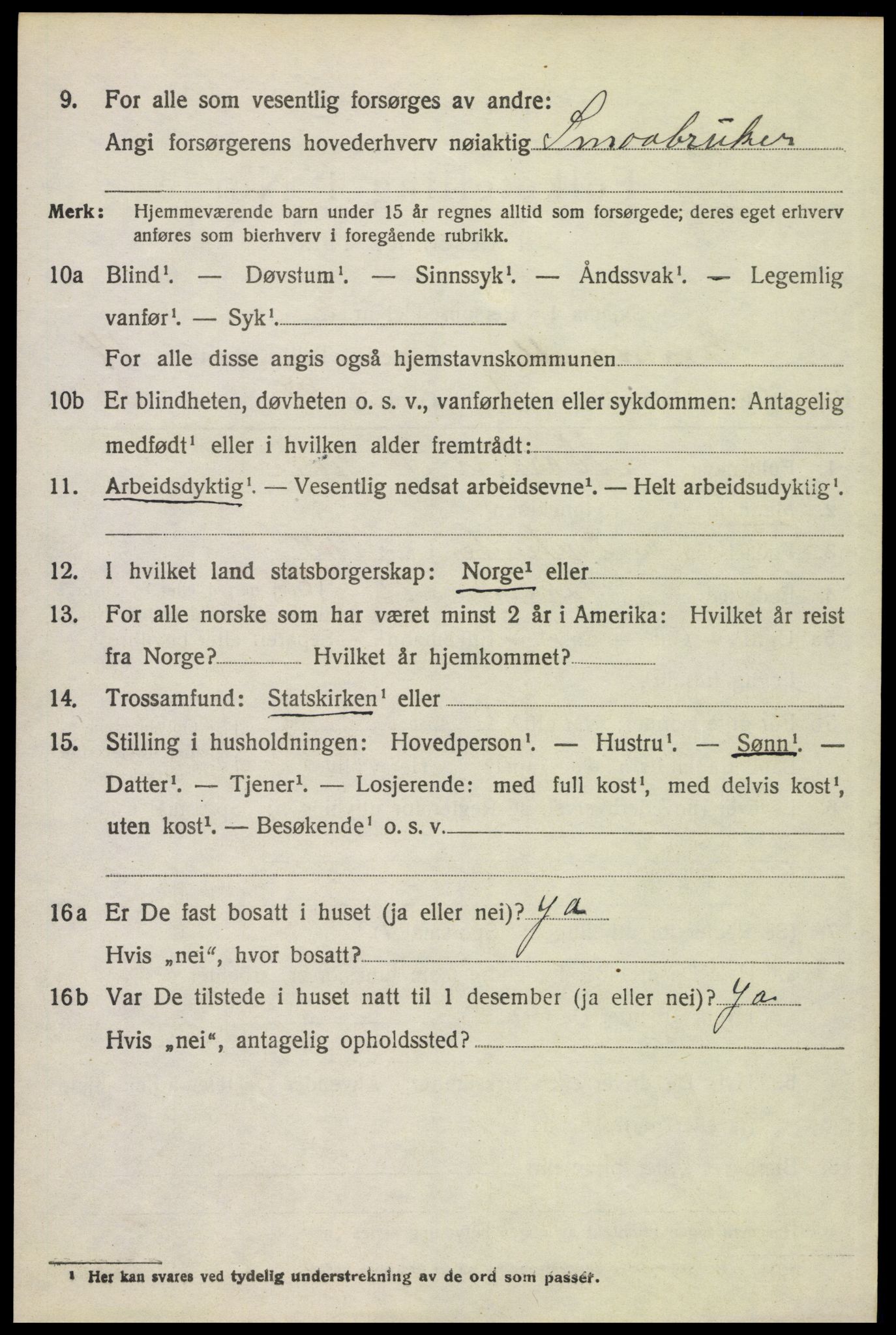 SAH, 1920 census for Brandval, 1920, p. 9489