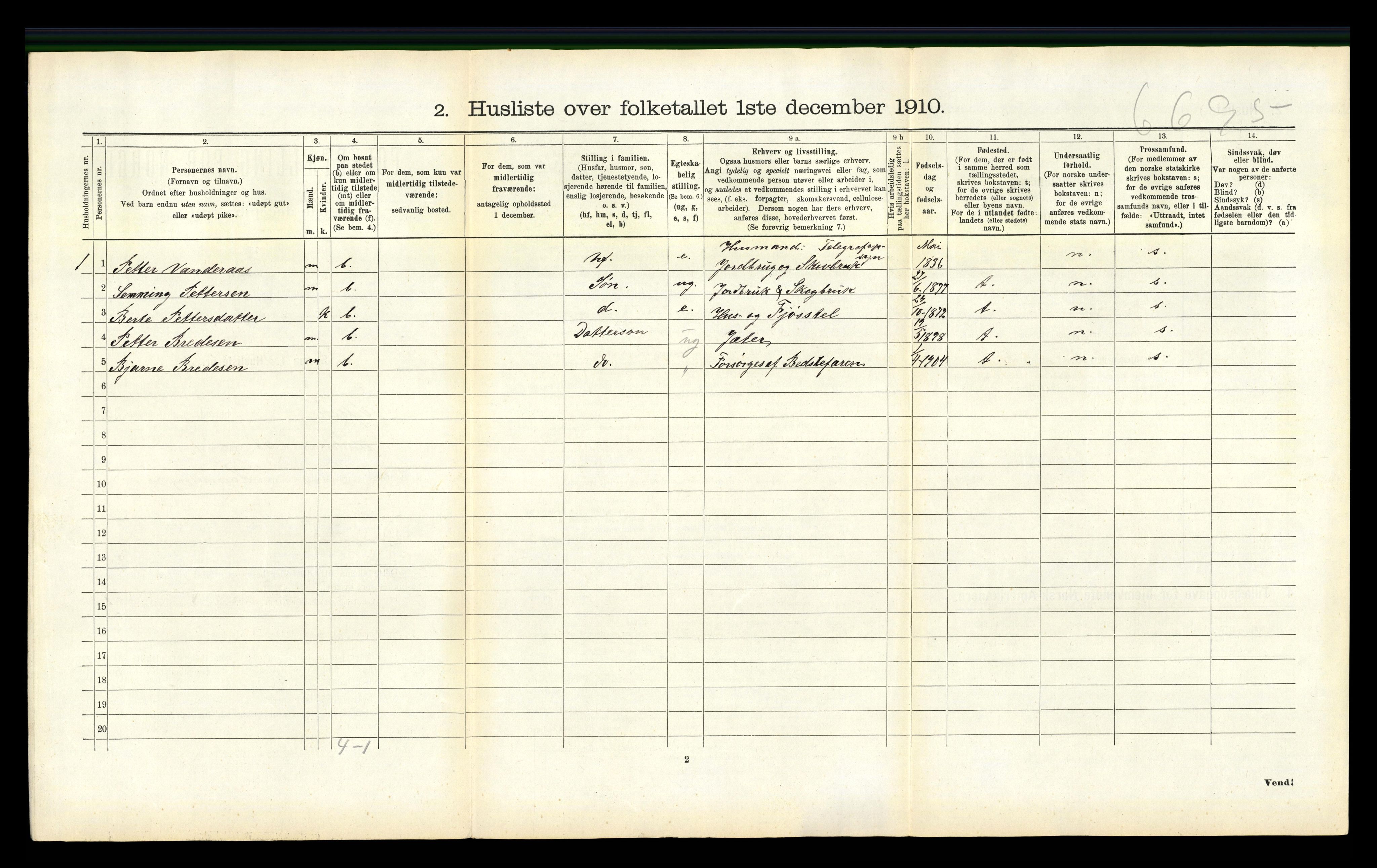 RA, 1910 census for Vefsn, 1910, p. 371