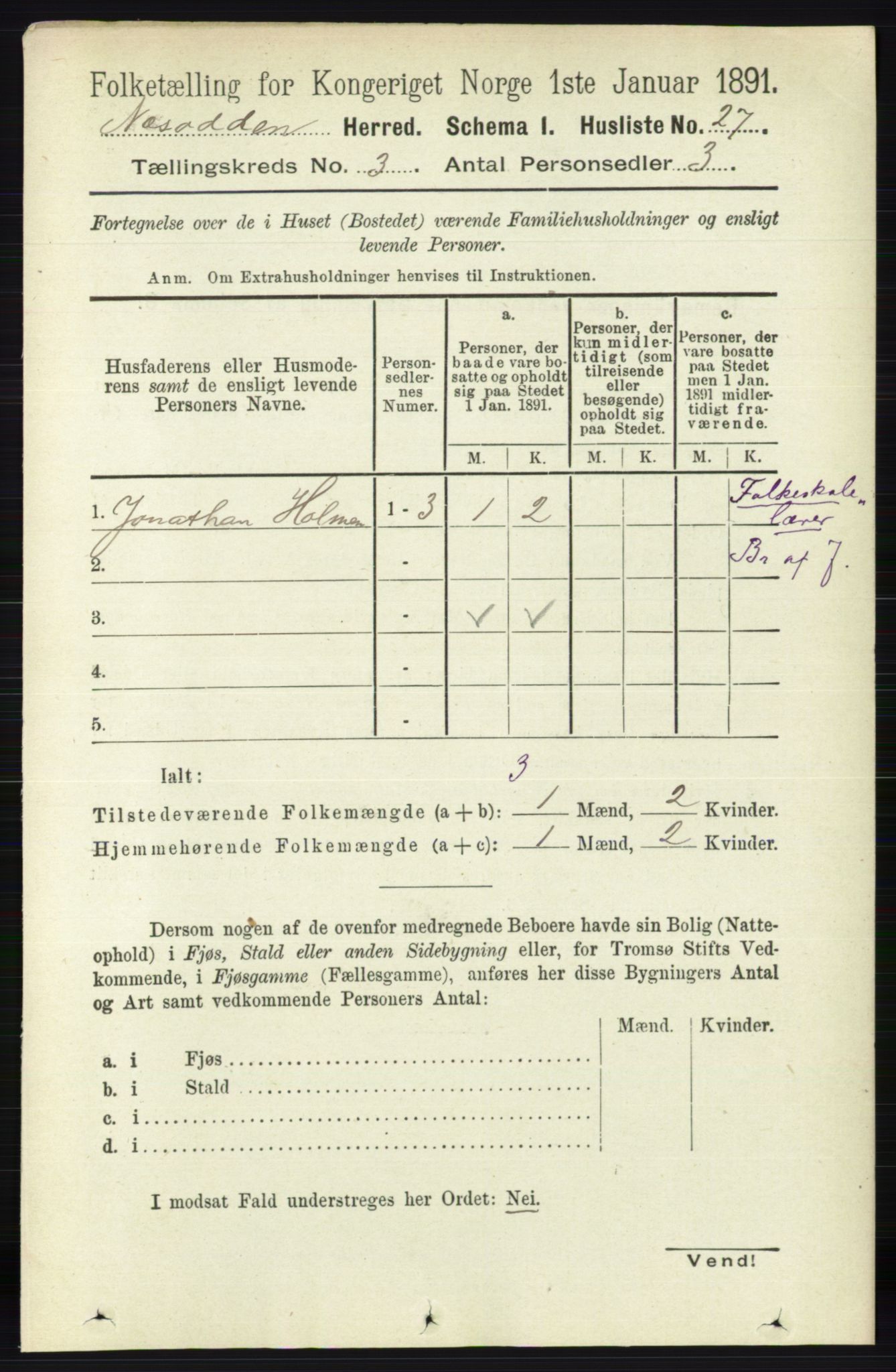 RA, 1891 census for 0216 Nesodden, 1891, p. 992