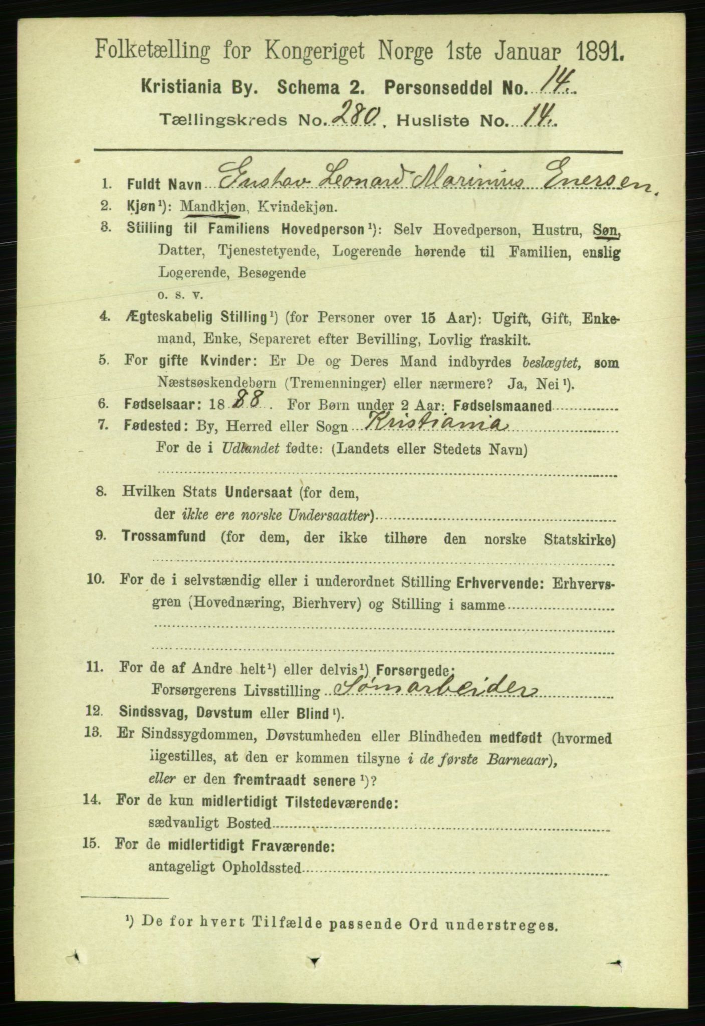 RA, 1891 census for 0301 Kristiania, 1891, p. 170475