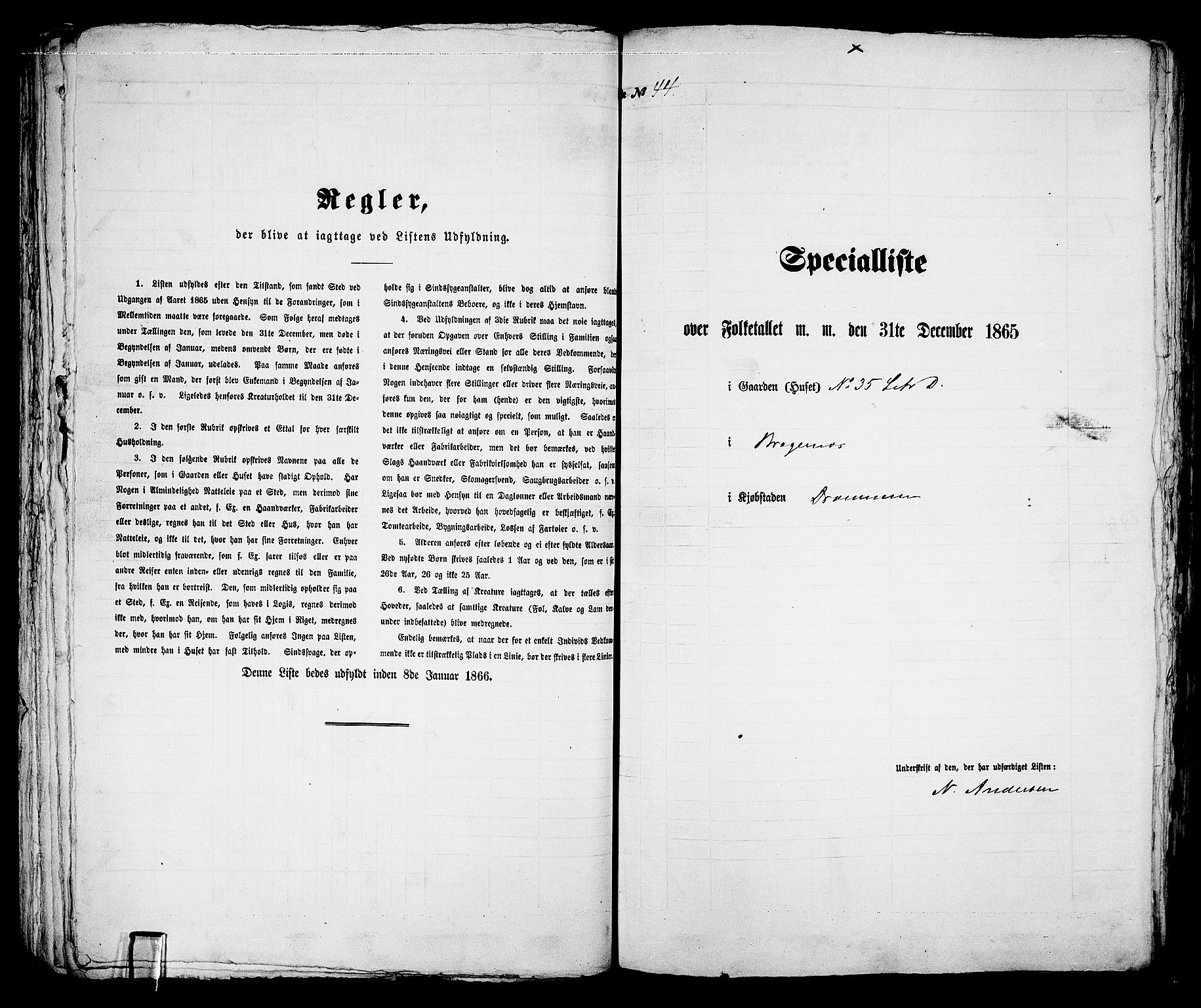 RA, 1865 census for Bragernes in Drammen, 1865, p. 105