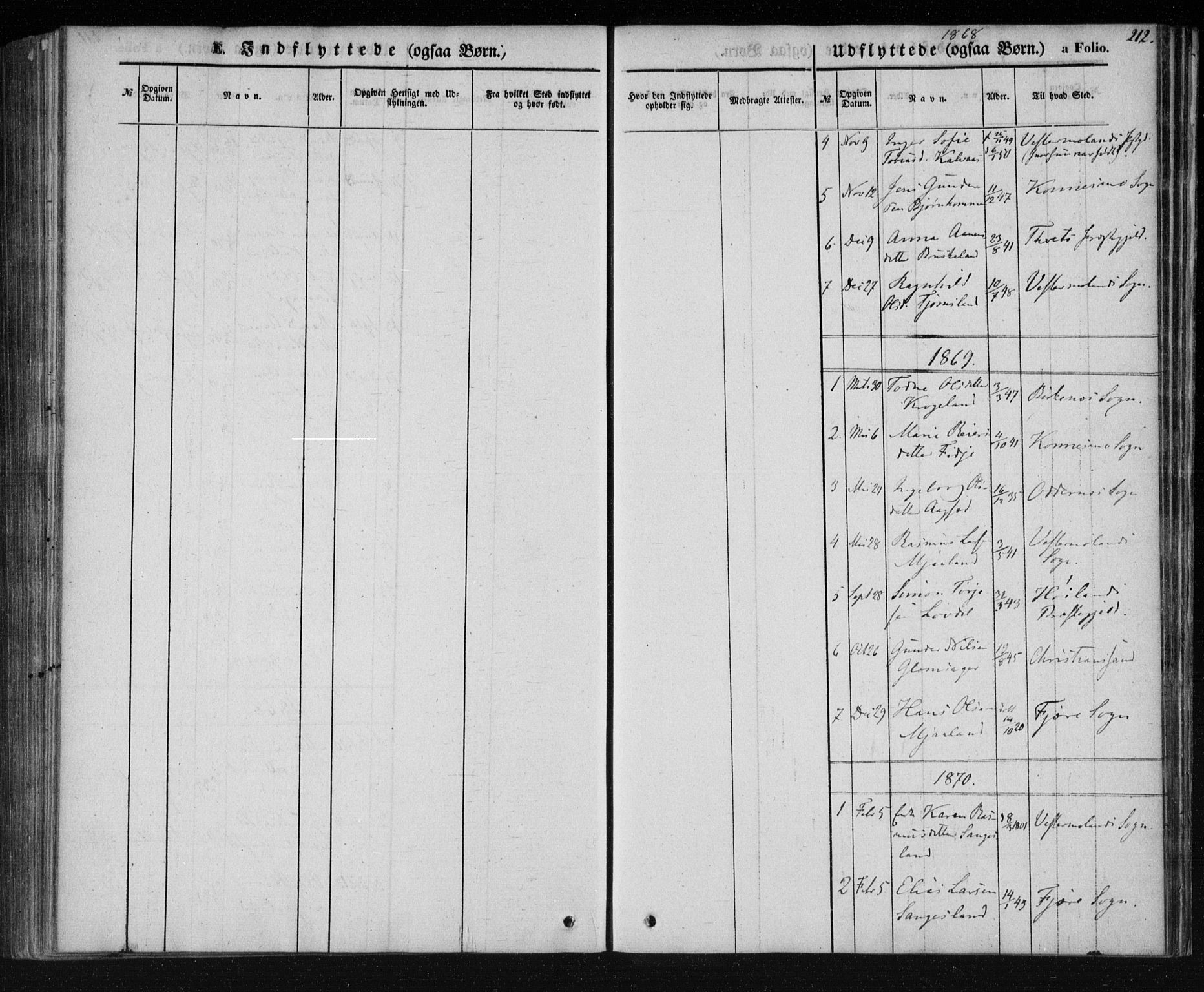 Holum sokneprestkontor, AV/SAK-1111-0022/F/Fa/Fab/L0005: Parish register (official) no. A 5, 1847-1874, p. 212