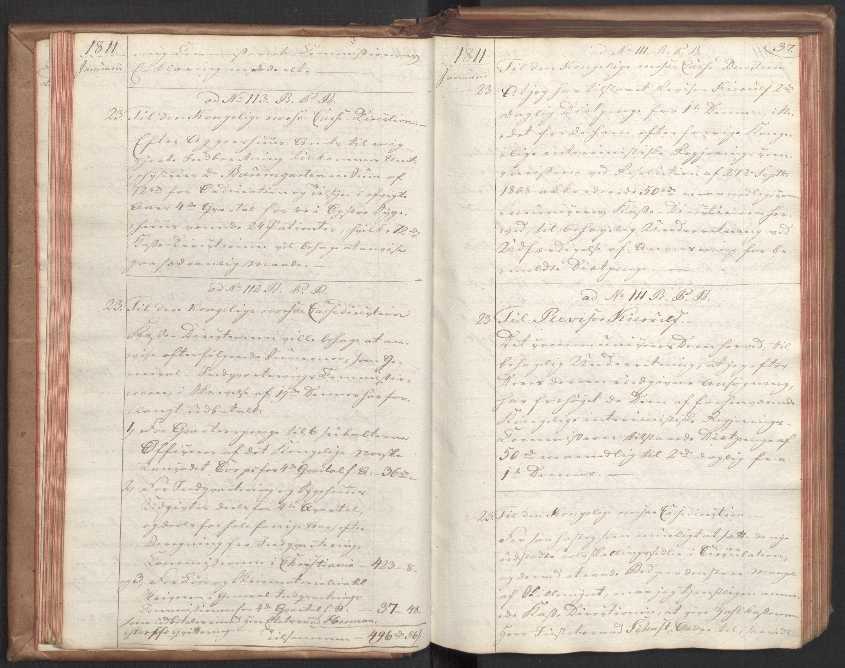 Stattholderembetet 1810-1814, 2. kontor (Kontor B), AV/RA-EA-5432/Bc/L0001: Korrespondanseprotokoll, 1810-1812, p. 36b-37a