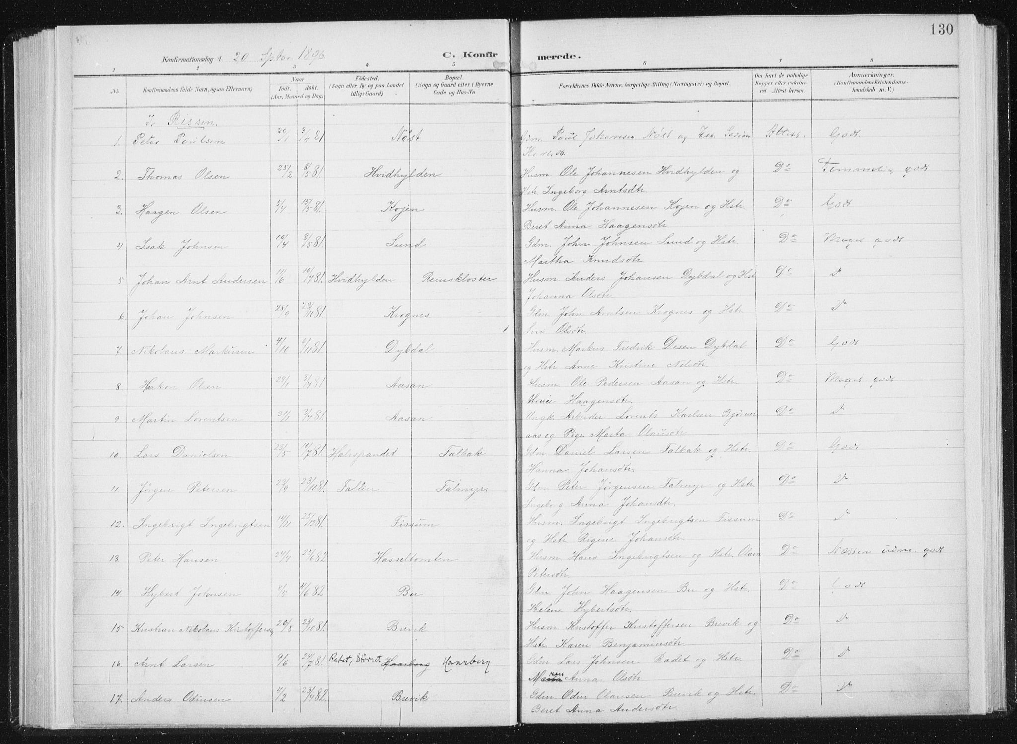 Ministerialprotokoller, klokkerbøker og fødselsregistre - Sør-Trøndelag, SAT/A-1456/647/L0635: Parish register (official) no. 647A02, 1896-1911, p. 130