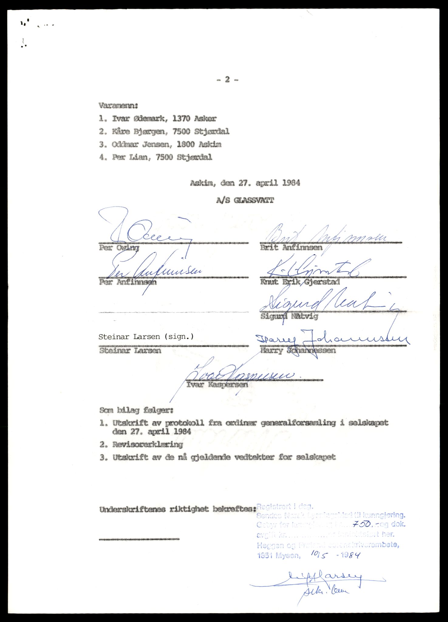 Heggen og Frøland tingrett, AV/SAT-A-10208/K/Kb/Kba/L0021: Enkeltmannsforetak, aksjeselskap og andelslag, 80-225/1984, 1984