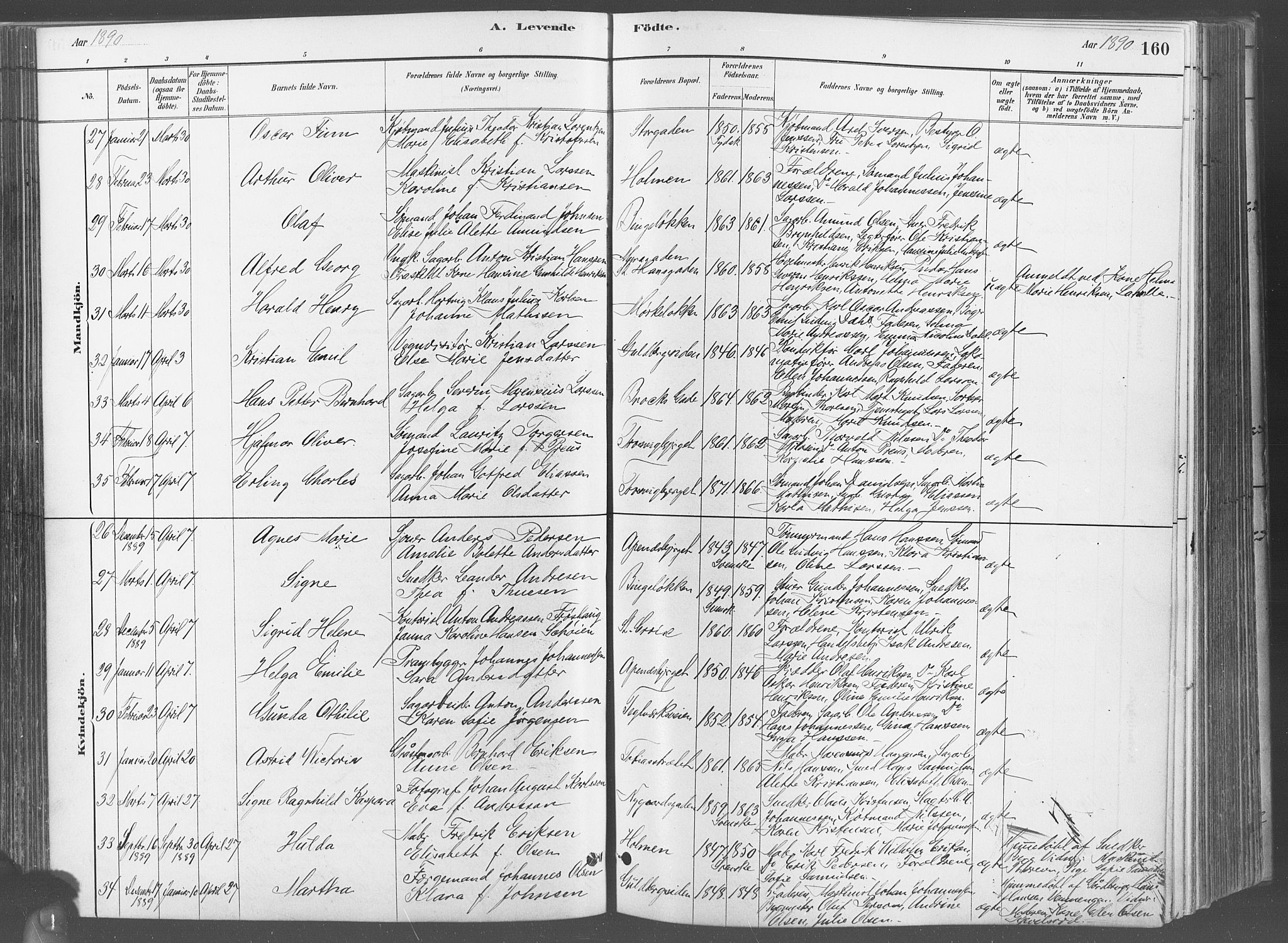 Fredrikstad domkirkes prestekontor Kirkebøker, AV/SAO-A-10906/G/Ga/L0003: Parish register (copy) no. 3, 1880-1900, p. 160