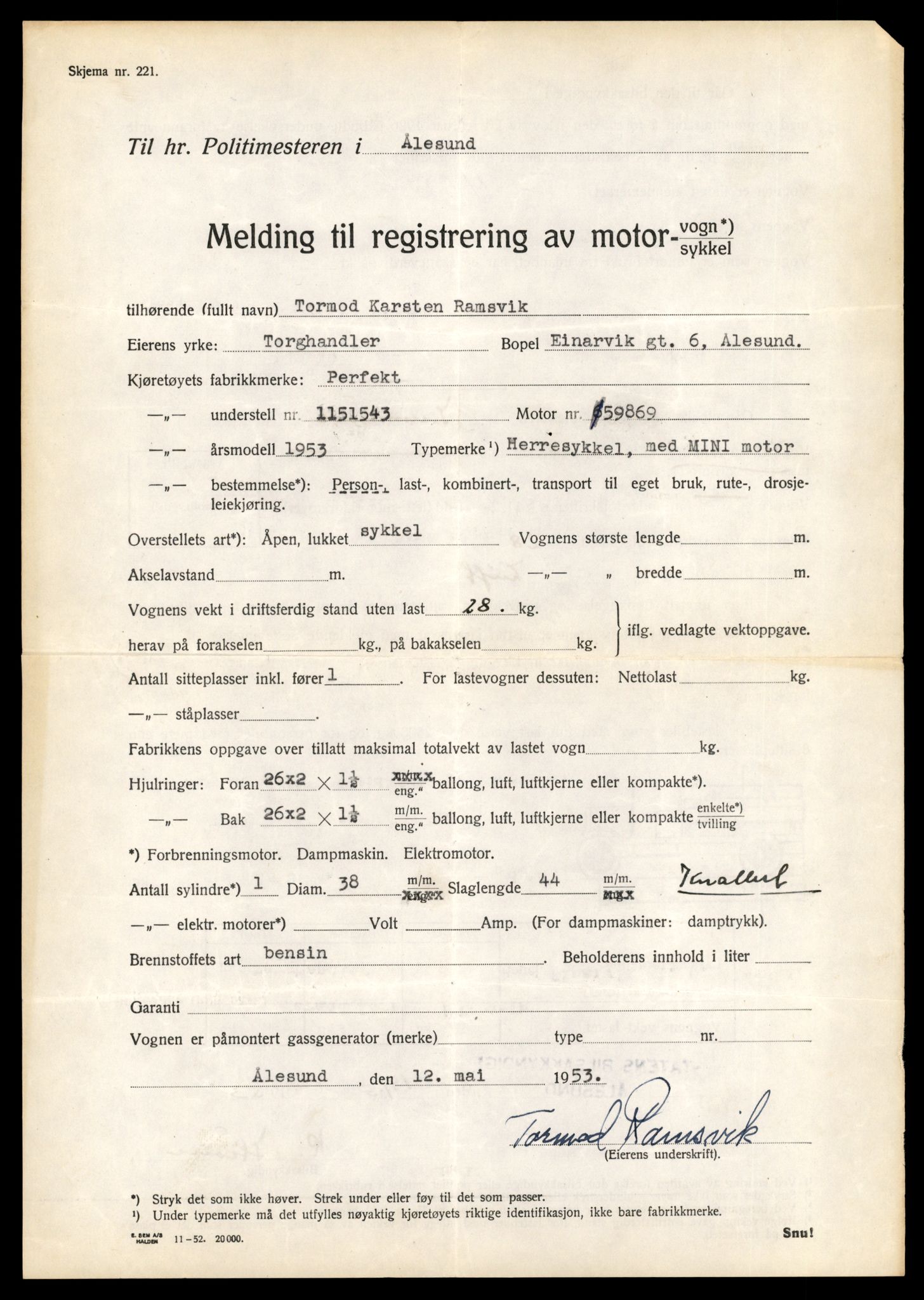 Møre og Romsdal vegkontor - Ålesund trafikkstasjon, AV/SAT-A-4099/F/Fe/L0029: Registreringskort for kjøretøy T 11430 - T 11619, 1927-1998, p. 1702