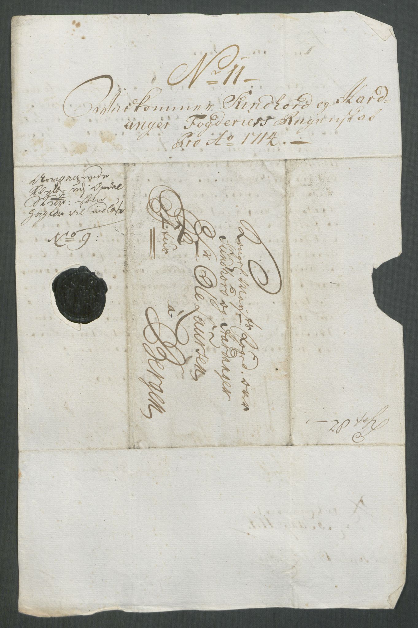 Rentekammeret inntil 1814, Reviderte regnskaper, Fogderegnskap, AV/RA-EA-4092/R48/L2990: Fogderegnskap Sunnhordland og Hardanger, 1714, p. 156